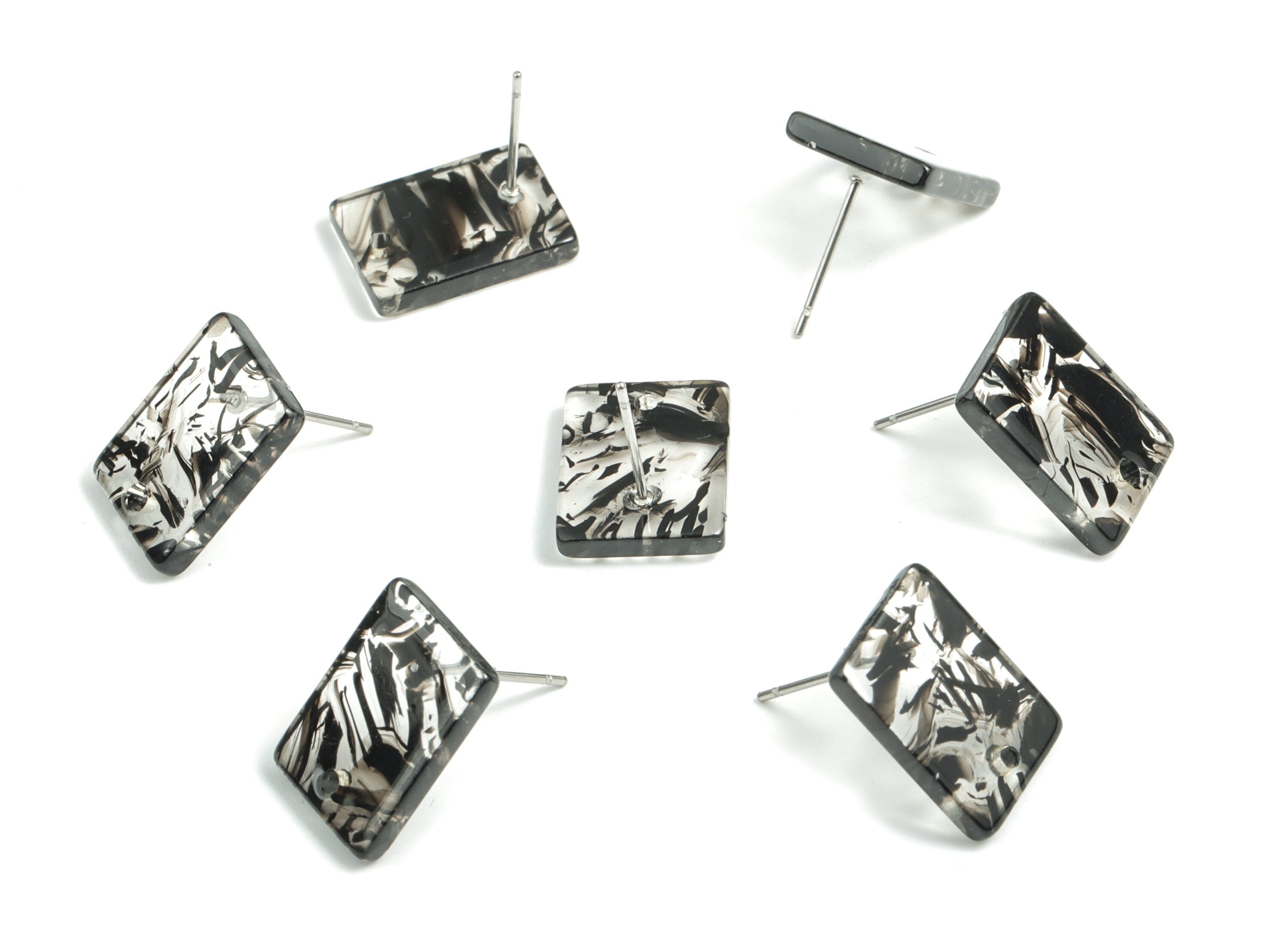 Acetate Rectangle Earring Stud - Rectangle Earring Post - Surgical Stud - Jewelry Supplies - Color Code: A505 - 15.5x11.8x2mm - AC1663-A505 - DOMEDBAZAAR