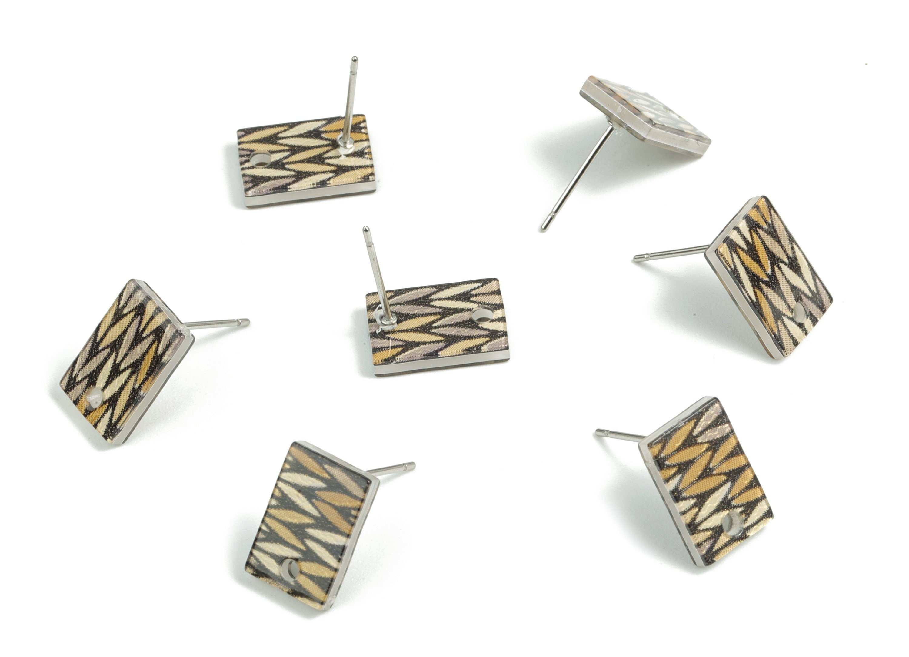 Acetate Rectangle Earring Stud - Rectangle Earring Post - Surgical Stud - Jewelry Supplies - Color Code: A525 - 15.5x11.8x2mm - AC1663-A525 - DOMEDBAZAAR