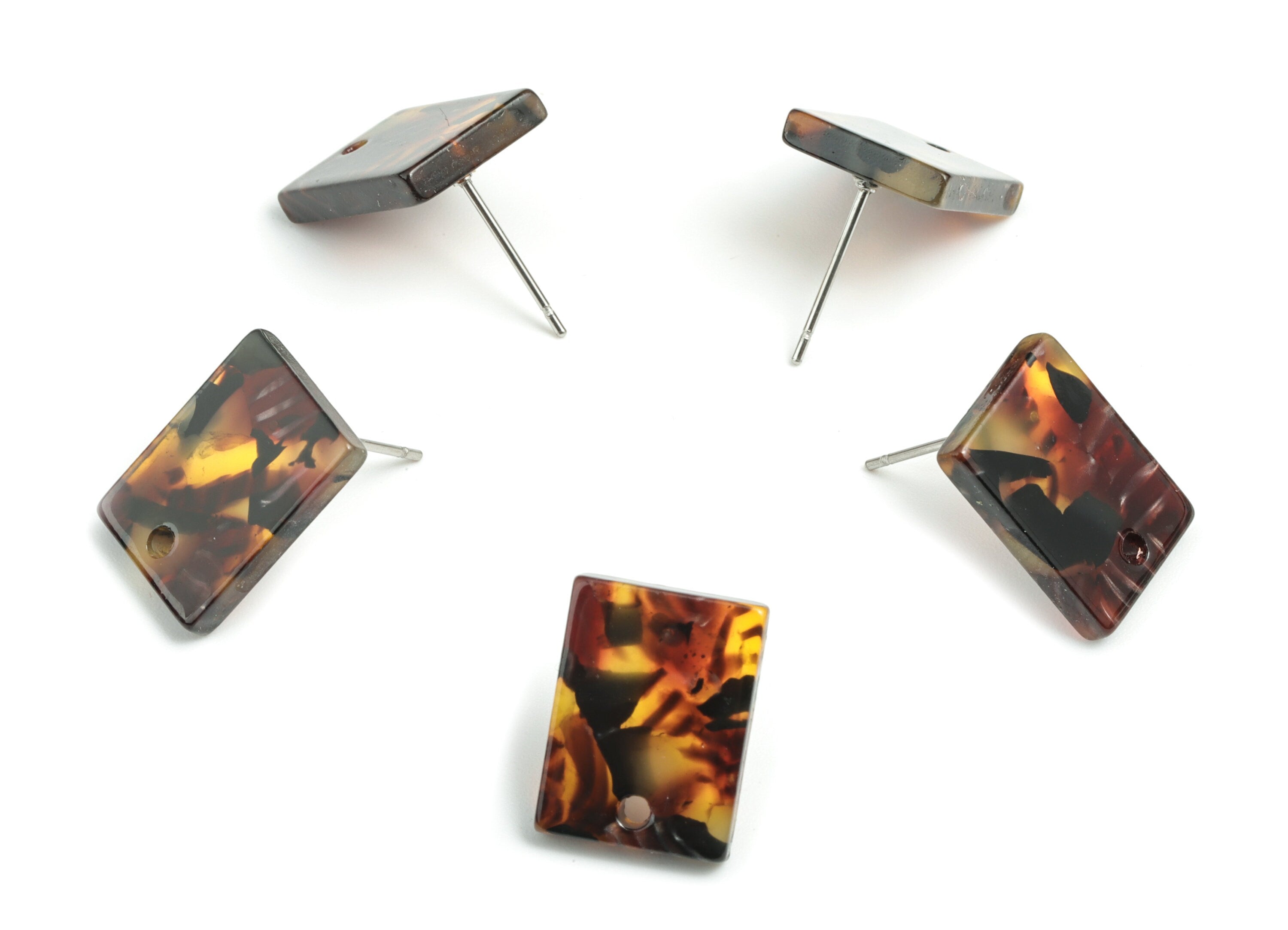 Acetate Rectangle Earring Stud - Rectangle Earring Post - Surgical Stud - Jewelry Supplies - Color Code: A507 - 15.5x11.8x2mm - AC1663-A507 - DOMEDBAZAAR