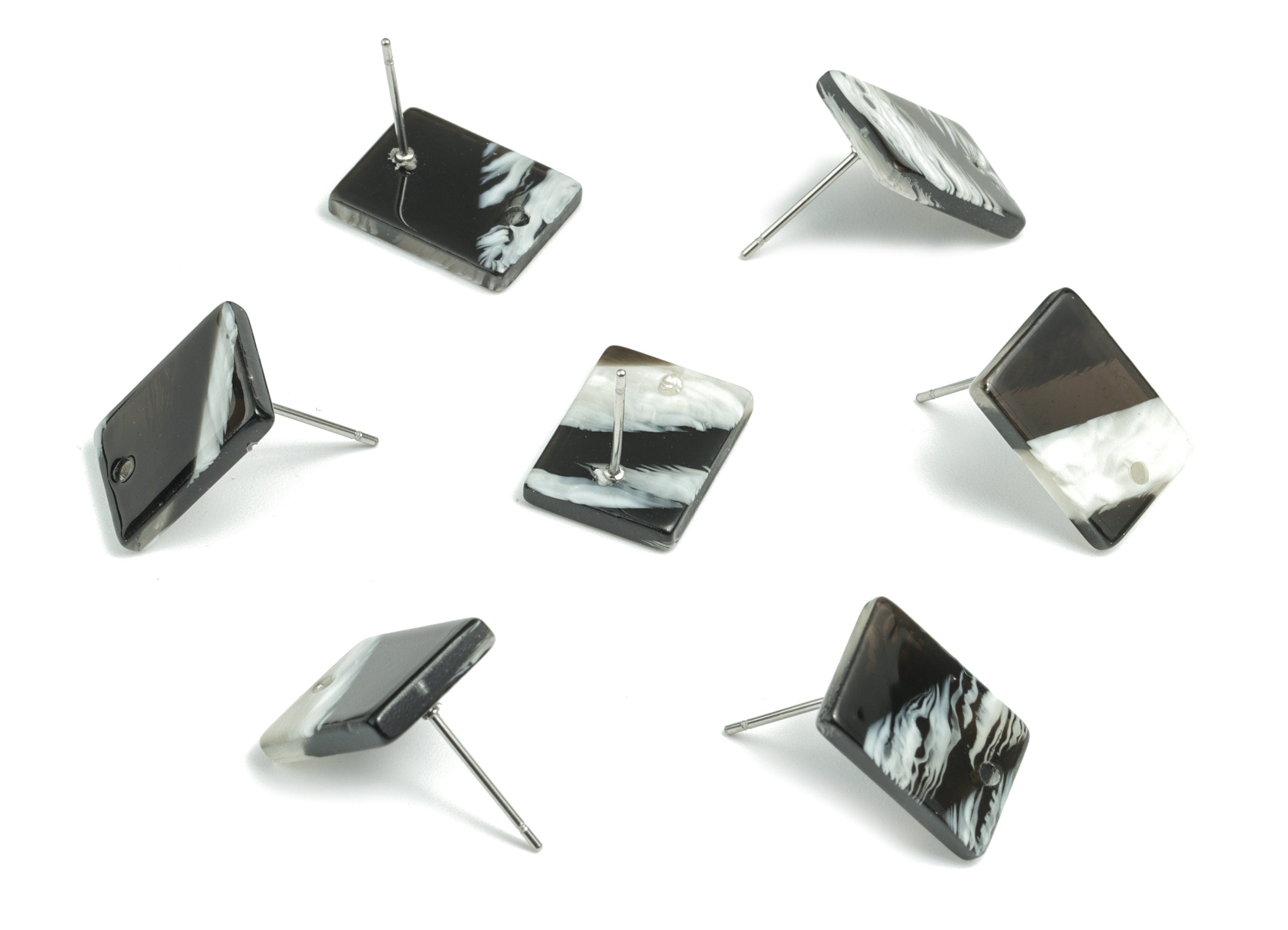 Acetate Rectangle Earring Stud - Rectangle Earring Post - Surgical Stud - Jewelry Supplies - Color Code: A527 - 15.5x11.8x2mm - AC1663-A527 - DOMEDBAZAAR