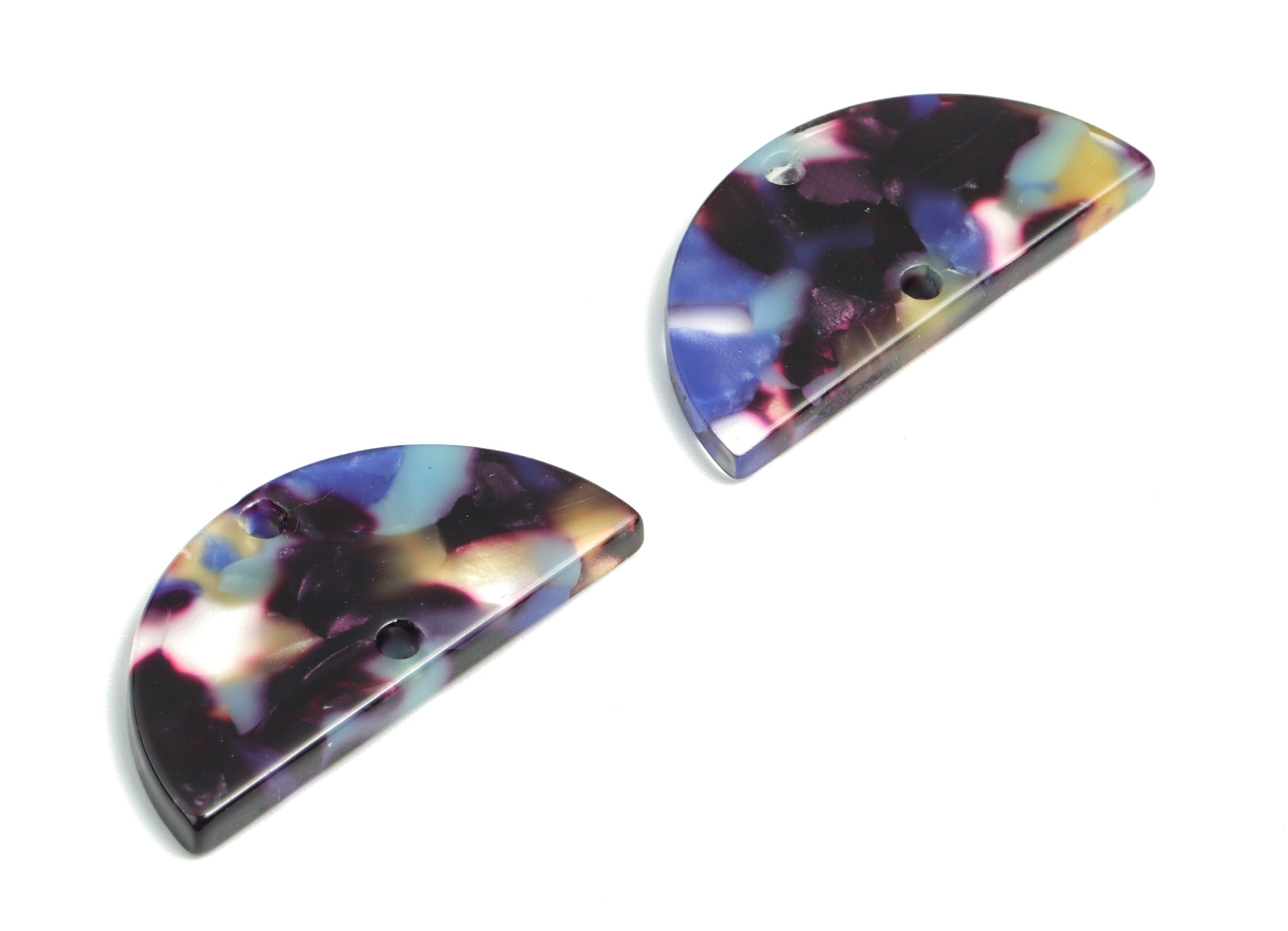 Acetate Semi circle Connectors Charms - 2 Holes Semi circle Earrings - Earring Findings - Color Code:A23 - 29.1x14.6x2.58mm - AC1061-A23 - DOMEDBAZAAR