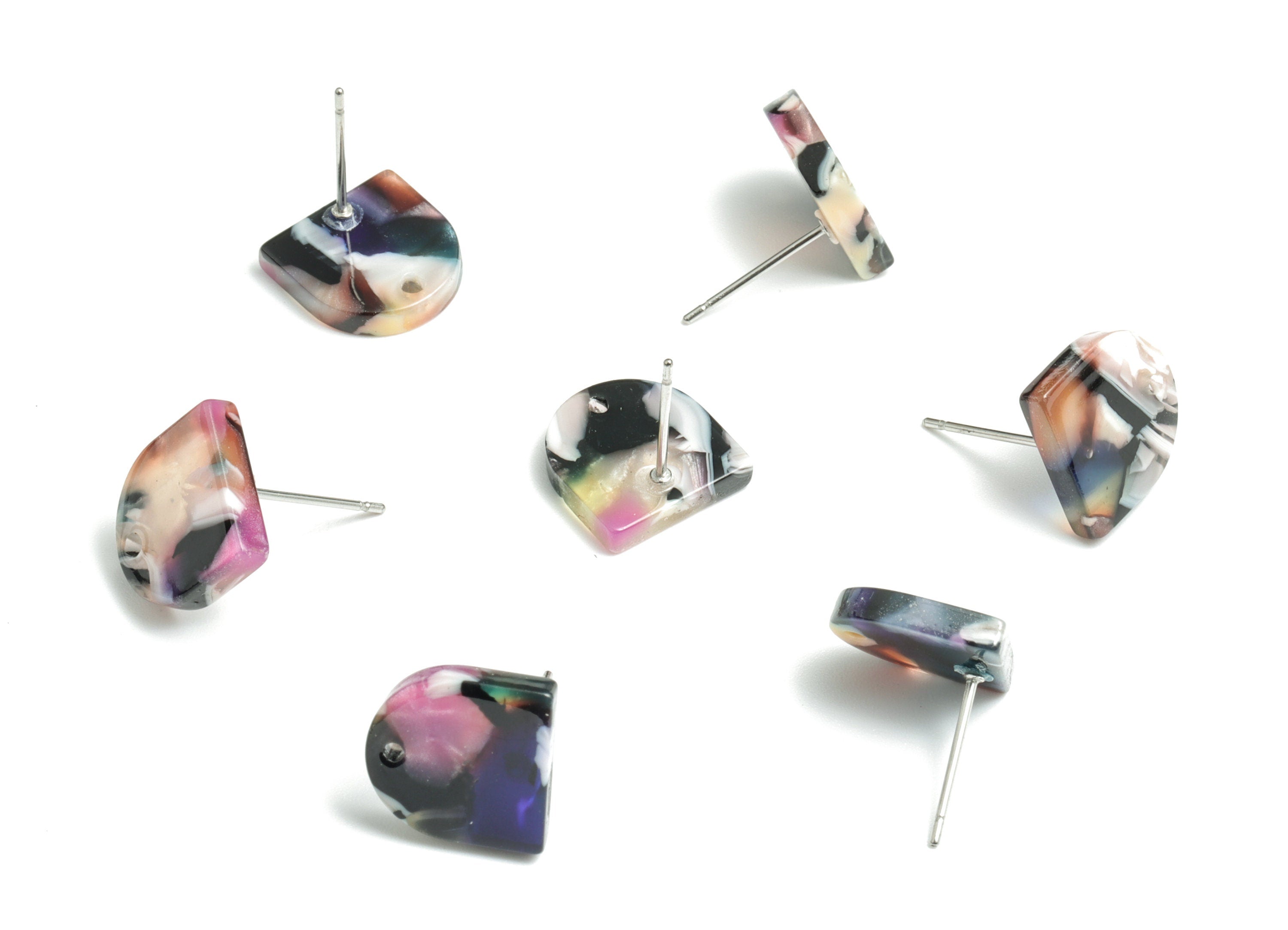 Acetate D Earring Post - D Earring Studs - Earring Post - Jewelry Supplies - Color Code: A487 - 11.7x11.5x2.5mm - AC1560-A487 - DOMEDBAZAAR