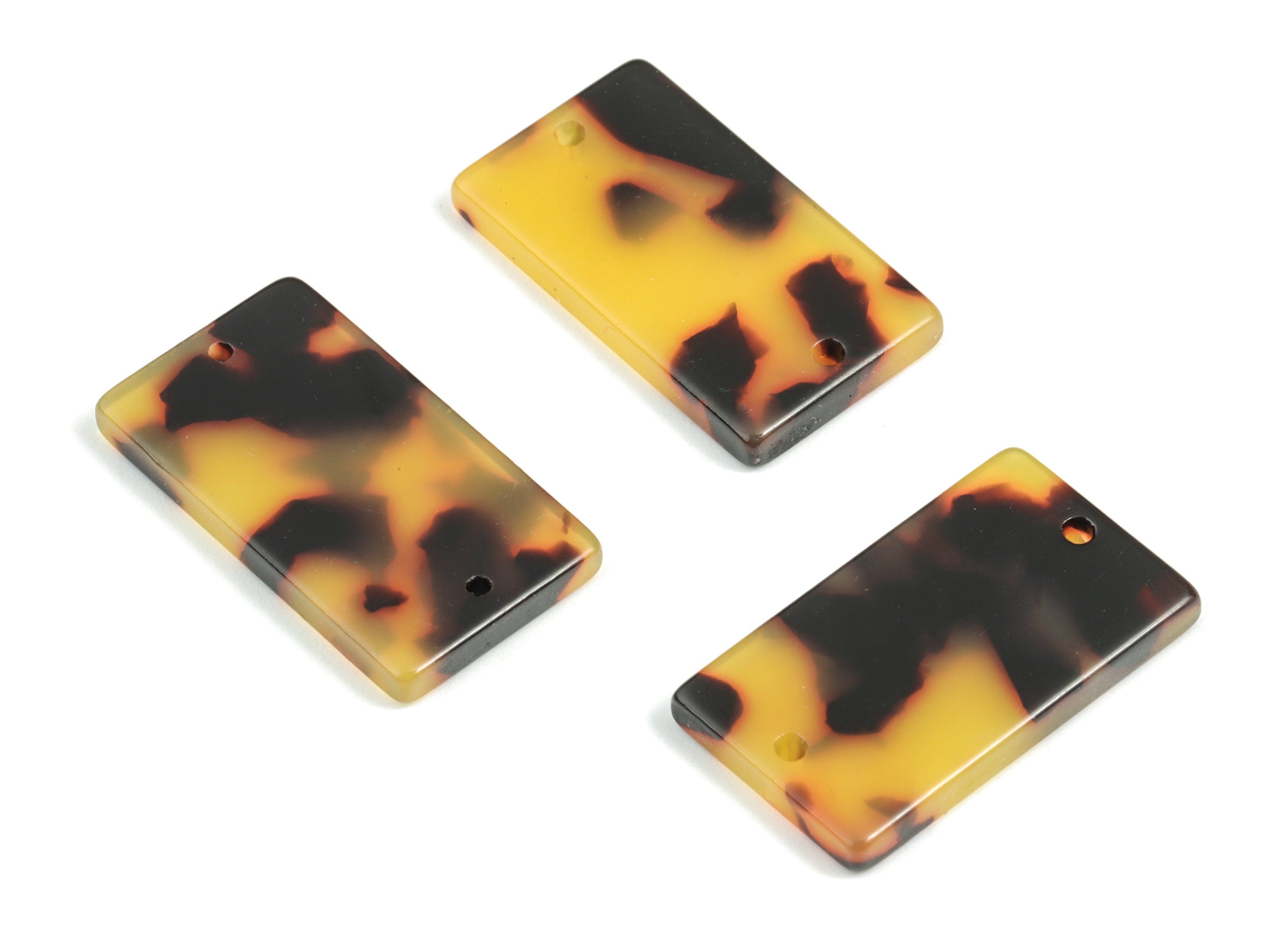 Acetate Rectangle Connectors - 2 Holes - Tortoise Shell - Rectangle Charms and Pendant - Color Code:A01 - 25.2x14.5x2.89mm - AC1803-A01 - DOMEDBAZAAR