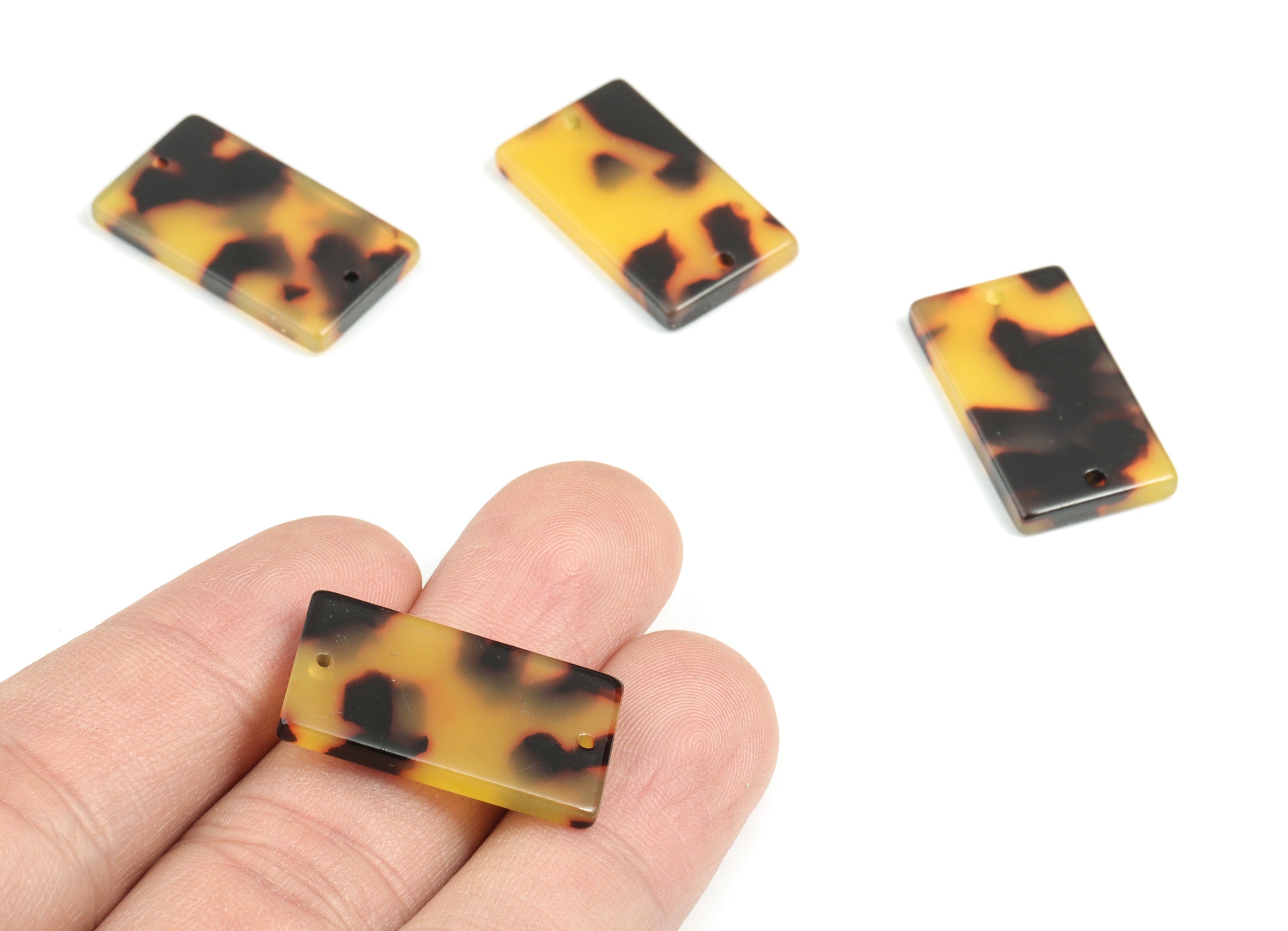 Acetate Rectangle Connectors - 2 Holes - Tortoise Shell - Rectangle Charms and Pendant - Color Code:A01 - 25.2x14.5x2.89mm - AC1803-A01 - DOMEDBAZAAR