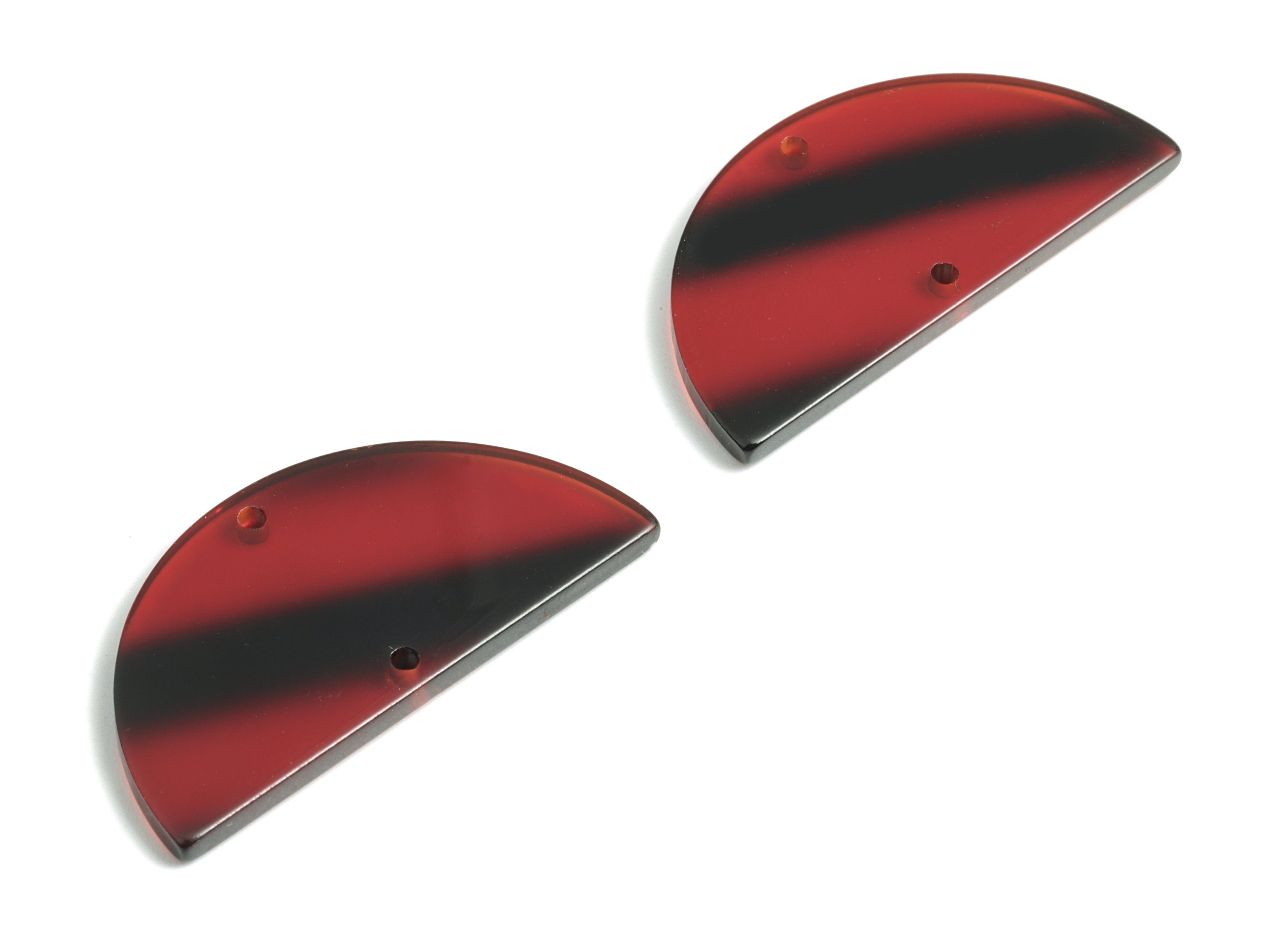 Acetate Semicircle Connectors - Half Moon Earrings Charms - Jewelry Supplies - 2 Holes - Color Code:A288 - 37.63x18.78x2.41mm - AC1794-A288 - DOMEDBAZAAR