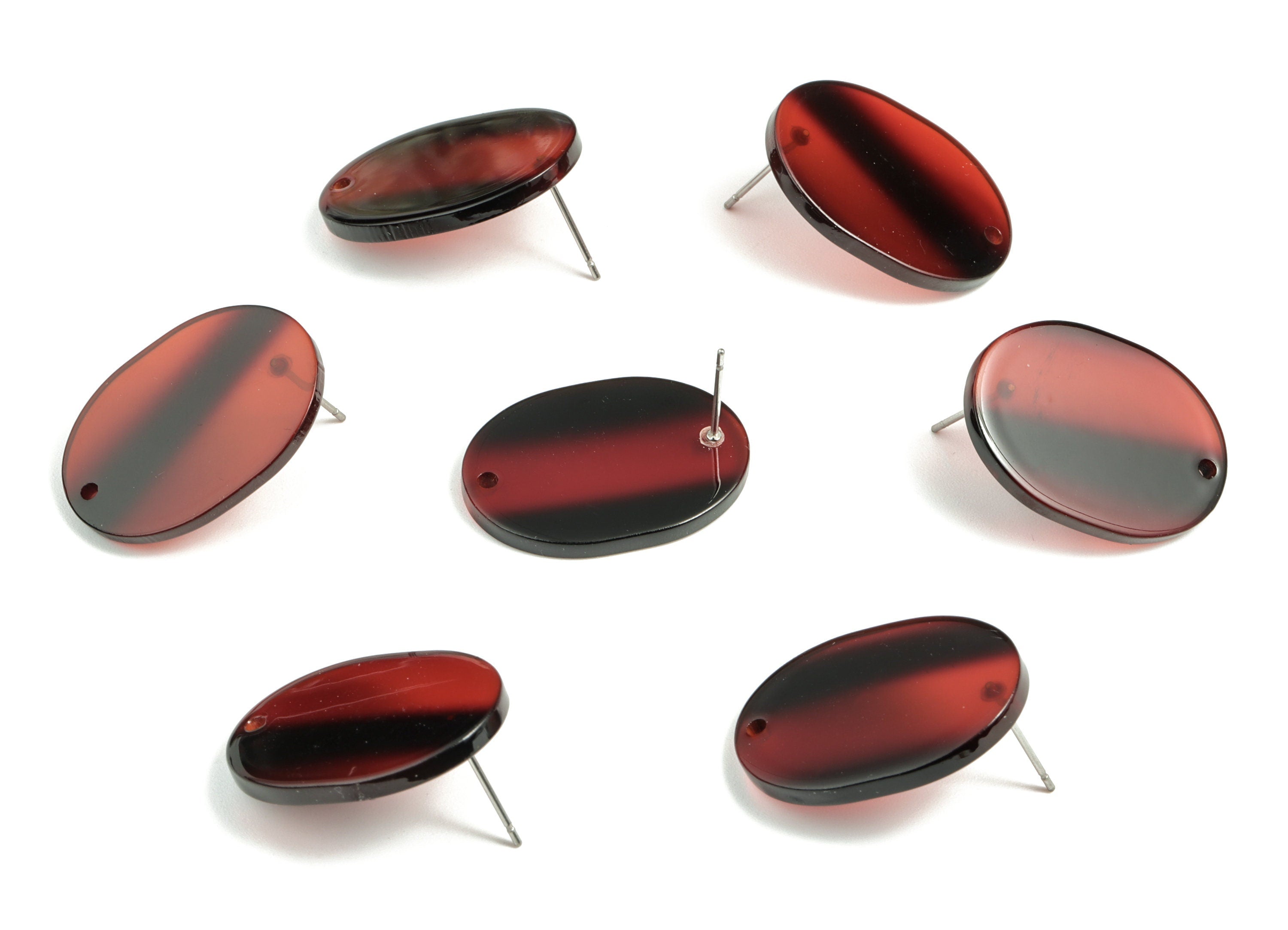 Acetate Oval Earring Stud - Oval Earring Post and Stud - Earring Findings - Jewelry Supplies - Color Code: A288 - 26x19x2.6mm - AC1002-A288 - DOMEDBAZAAR