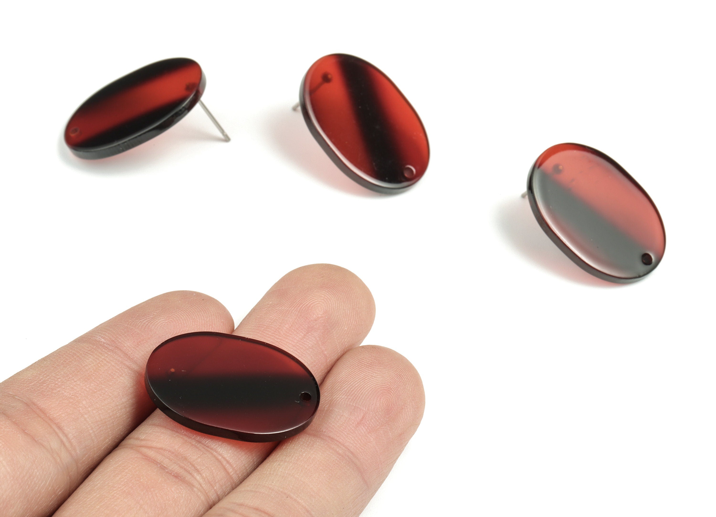 Acetate Oval Earring Stud - Oval Earring Post and Stud - Earring Findings - Jewelry Supplies - Color Code: A288 - 26x19x2.6mm - AC1002-A288 - DOMEDBAZAAR