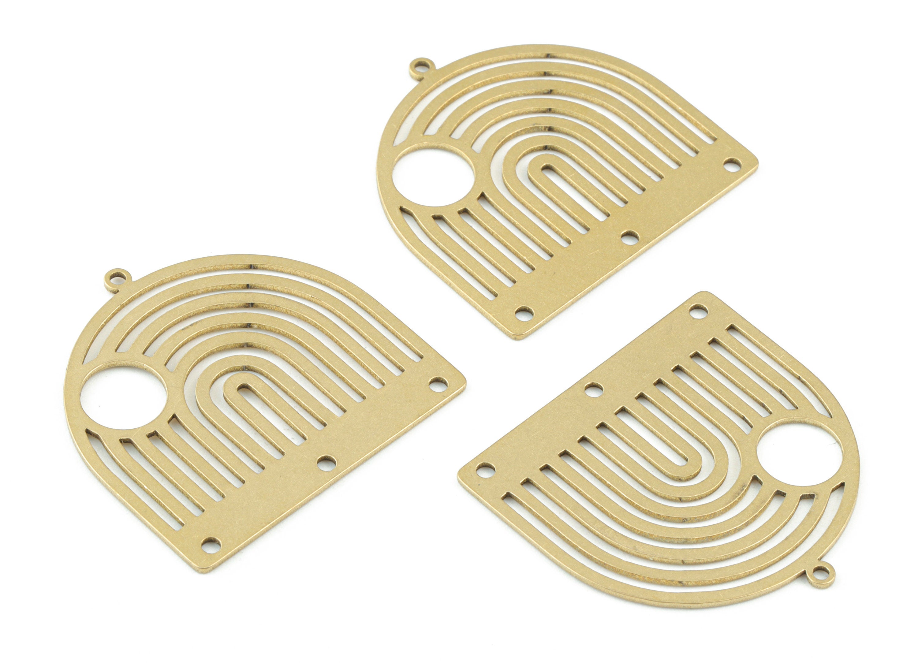 Rainbow Domed Earring Connector - Raw Brass Domed Rainbow Sun Charms - Semicircle Charm - Jewelry Making Supplies - 30x30x0.8mm - PPM3574 - DOMEDBAZAAR