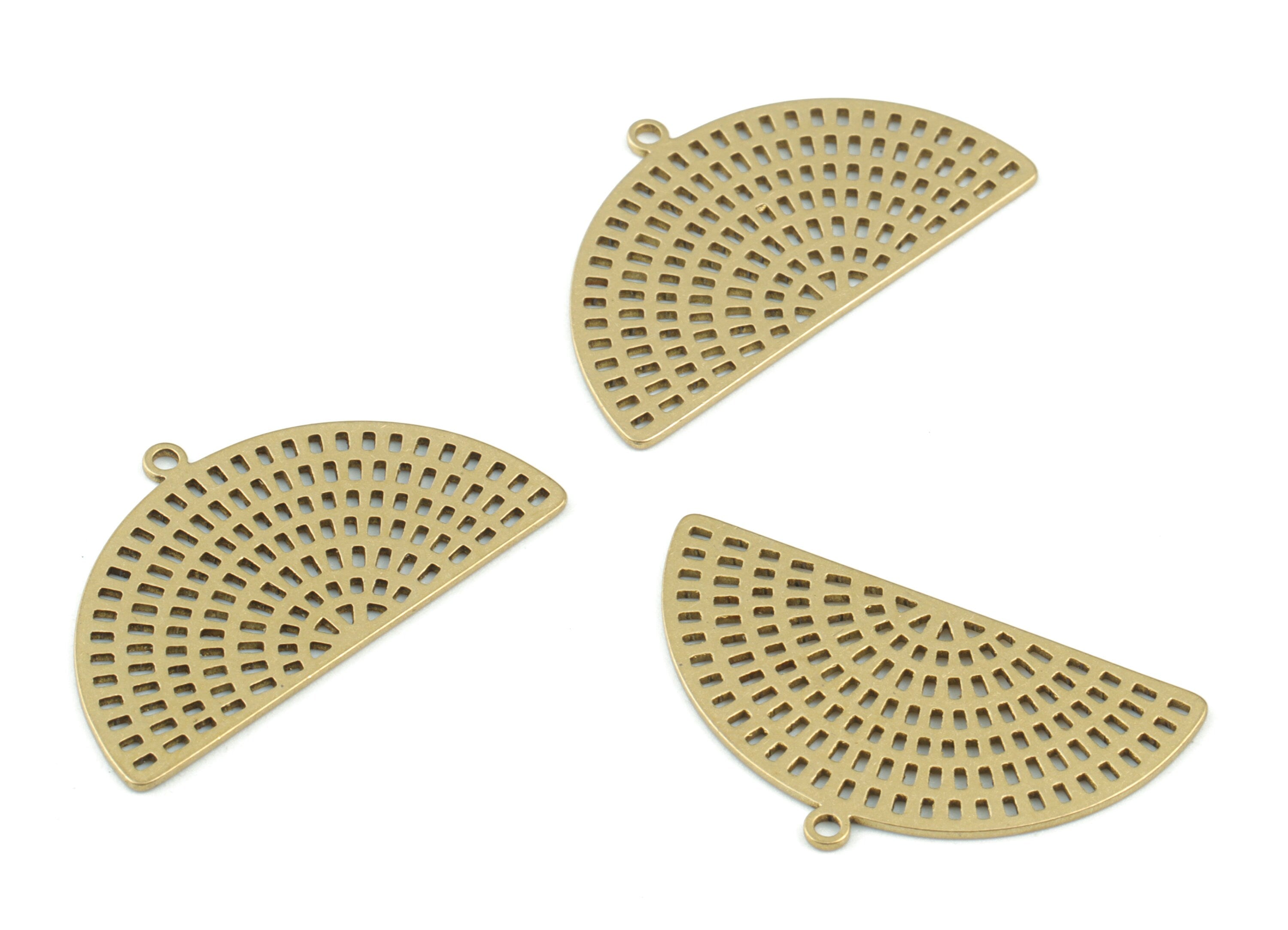 Semicircle Melon Pendant - Raw Brass Half Moon Earring Charms - Jewelry Making Supplies - 30x17x0.7mm - PPM3648 - DOMEDBAZAAR