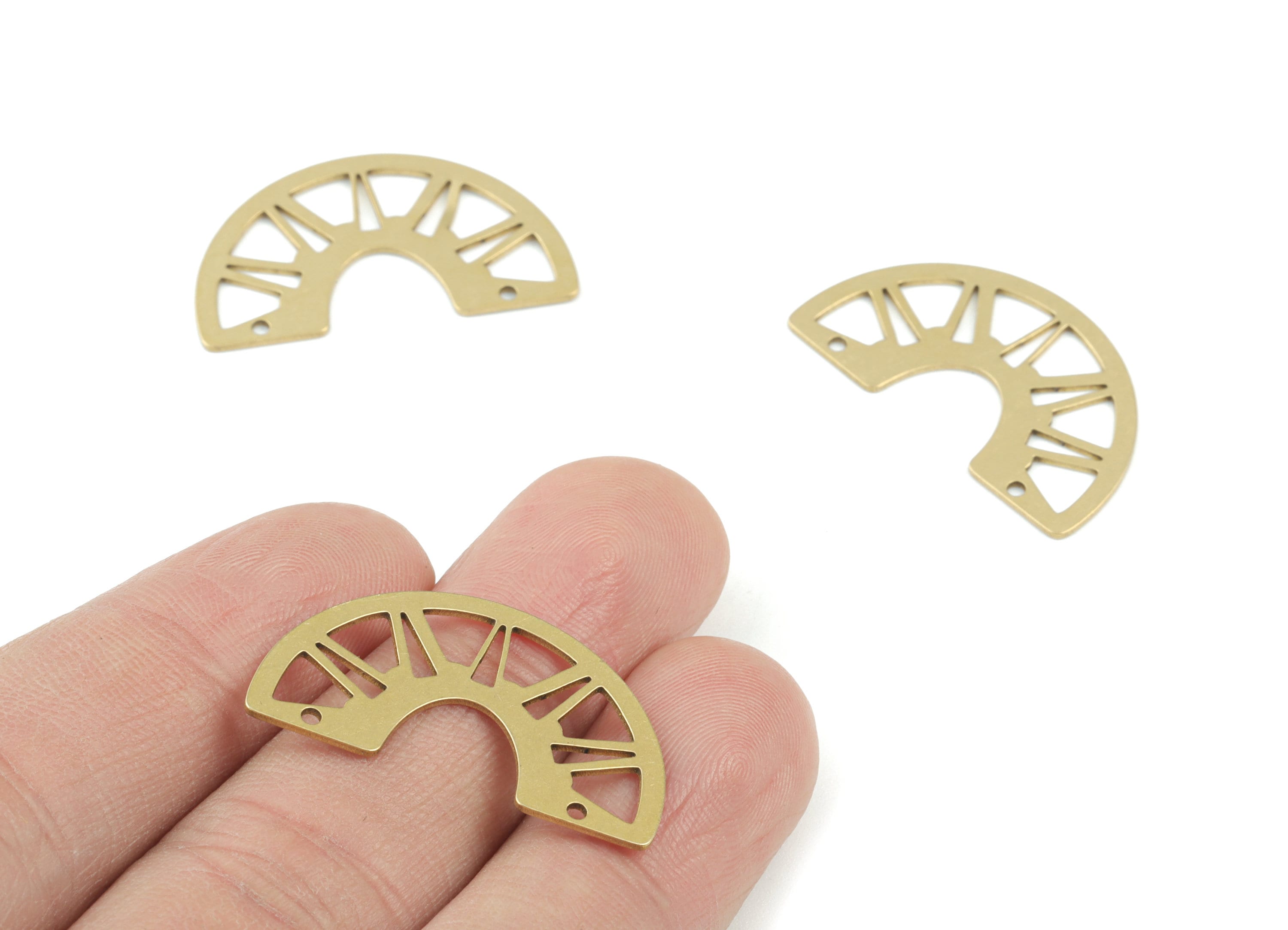 Half Moon Earring Connector - Raw Brass Semicircle Charms - Jewelry Making Supplies - 30x17x0.7mm - PPM3576 - DOMEDBAZAAR