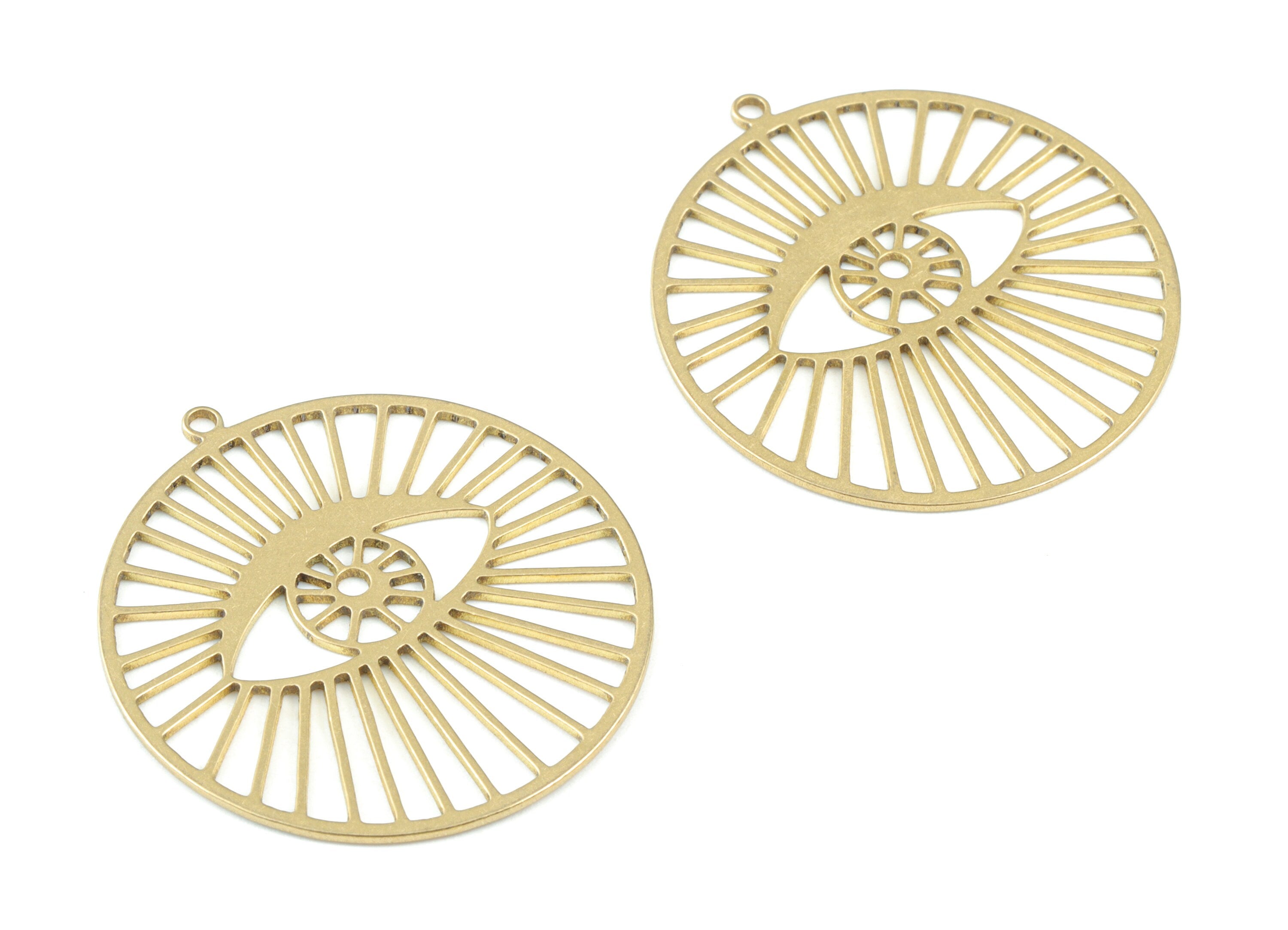 Eye Circle Pendant - Raw Brass Eyelash Earring Charms - Round Eye Charms - Jewelry Making Supplies - 32x30 x0.7mm - PPM3650 - DOMEDBAZAAR