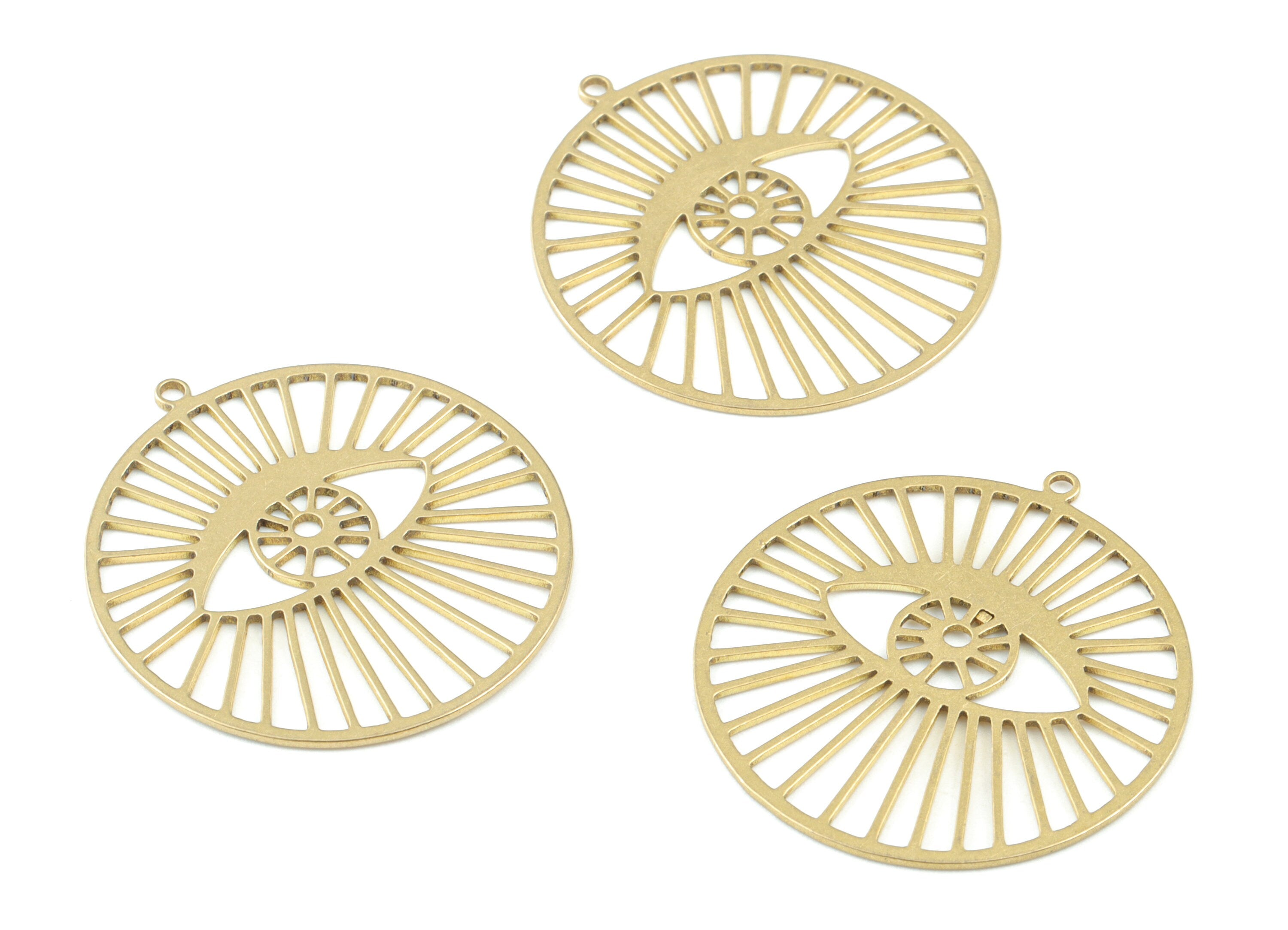 Eye Circle Pendant - Raw Brass Eyelash Earring Charms - Round Eye Charms - Jewelry Making Supplies - 32x30 x0.7mm - PPM3650 - DOMEDBAZAAR