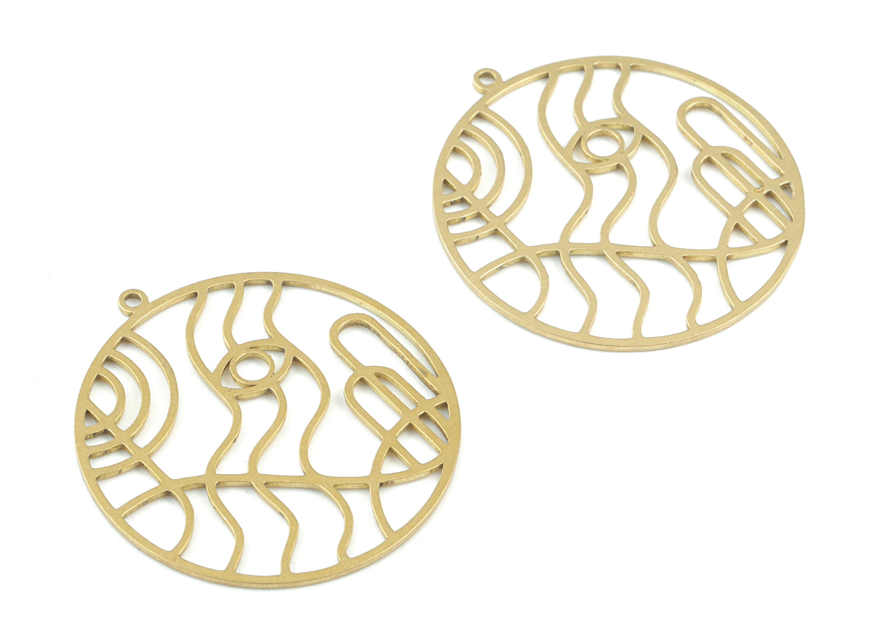 Brass Round Earring Charms - Raw Brass Circle Pendant - Eye Circle Charm - Jewelry Making Supplies - 32x30 x0.8mm - PPM3634 - DOMEDBAZAAR