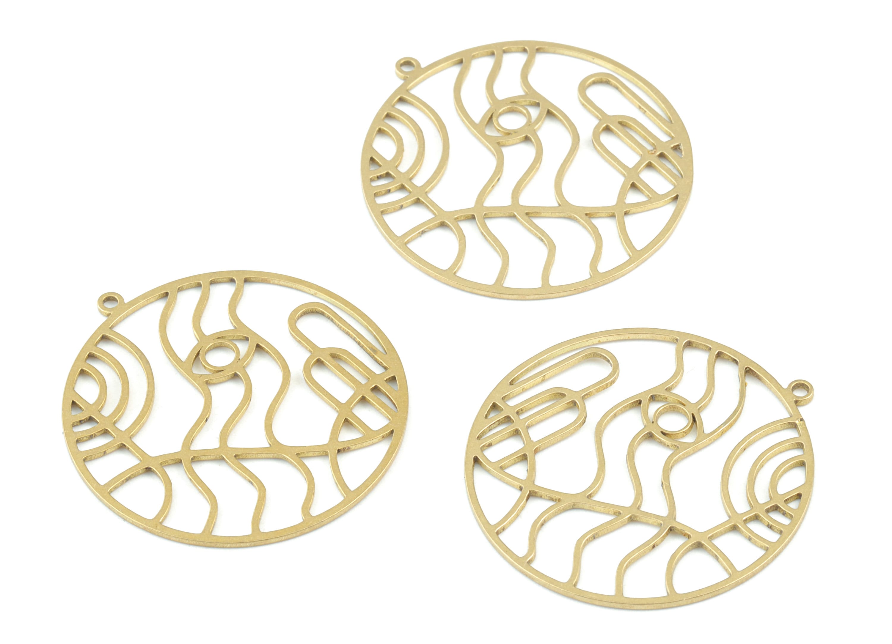 Brass Round Earring Charms - Raw Brass Circle Pendant - Eye Circle Charm - Jewelry Making Supplies - 32x30 x0.8mm - PPM3634 - DOMEDBAZAAR