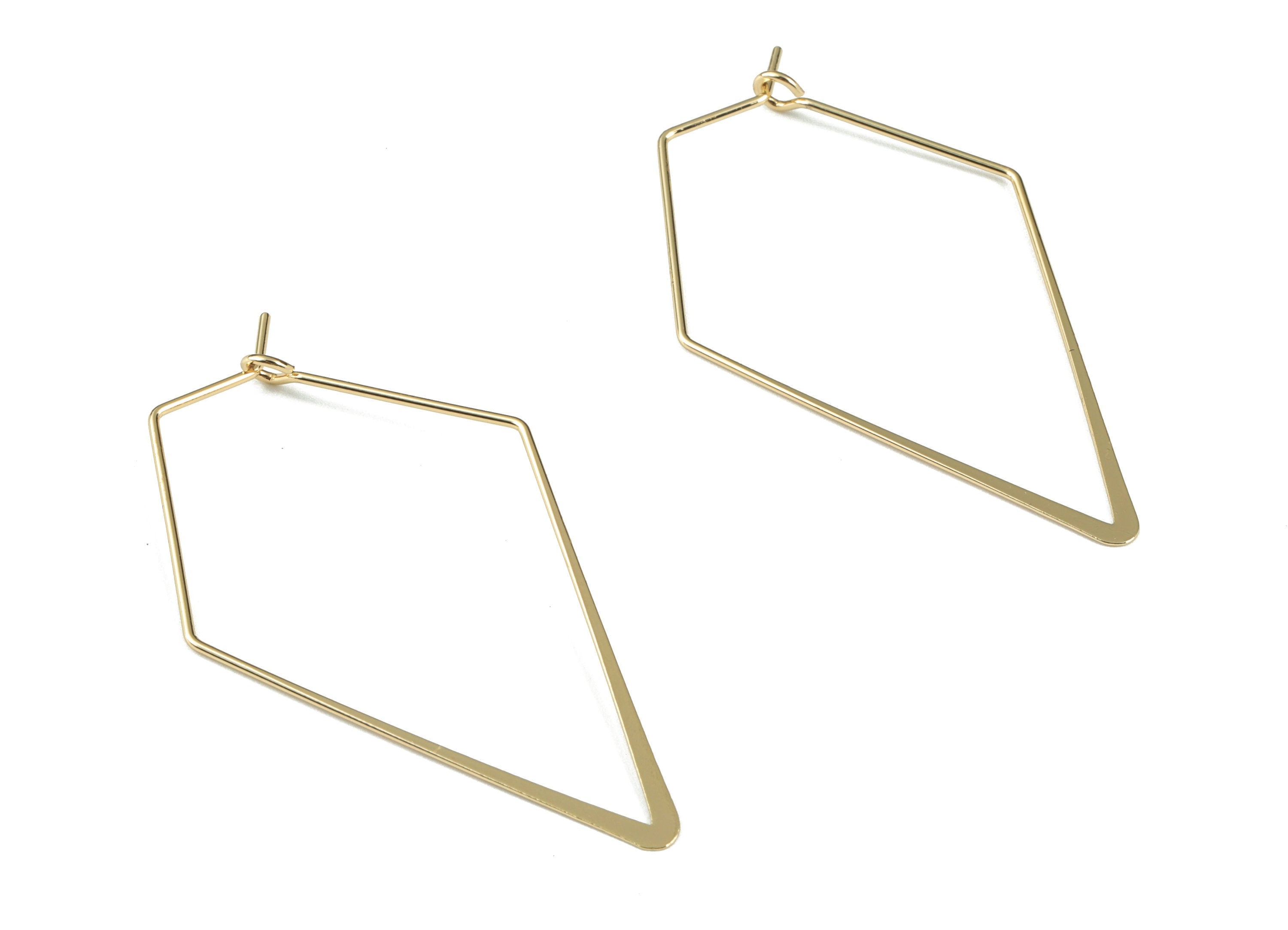 Gold Hammered Kidney Earring Wire - 18K Real Gold Brass Kite Earrings - Earring Findings - Jewellery Supplies - 54.96x30.3x4.21mm - RGP2737 - DOMEDBAZAAR