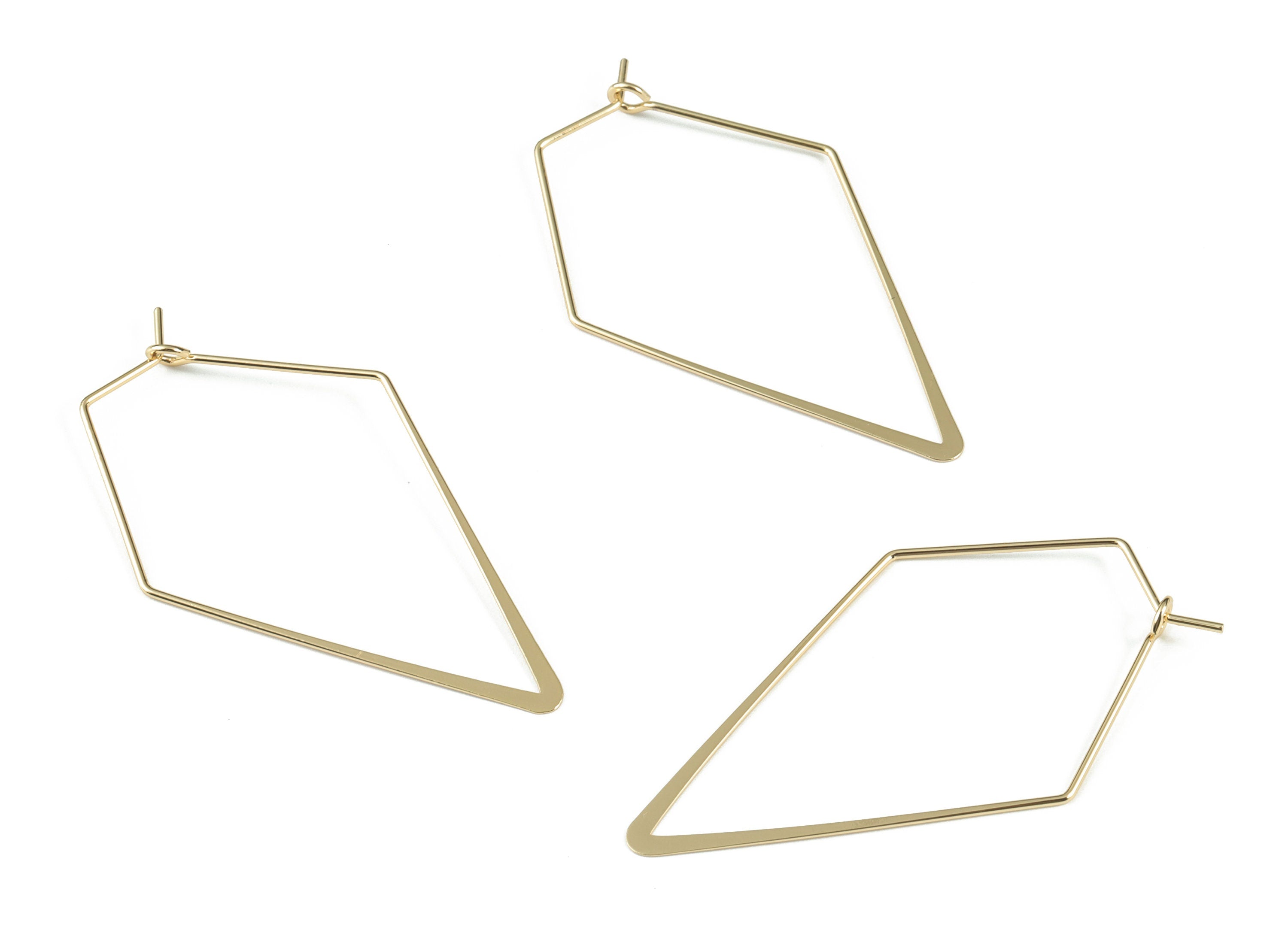 Gold Hammered Kidney Earring Wire - 18K Real Gold Brass Kite Earrings - Earring Findings - Jewellery Supplies - 54.96x30.3x4.21mm - RGP2737 - DOMEDBAZAAR