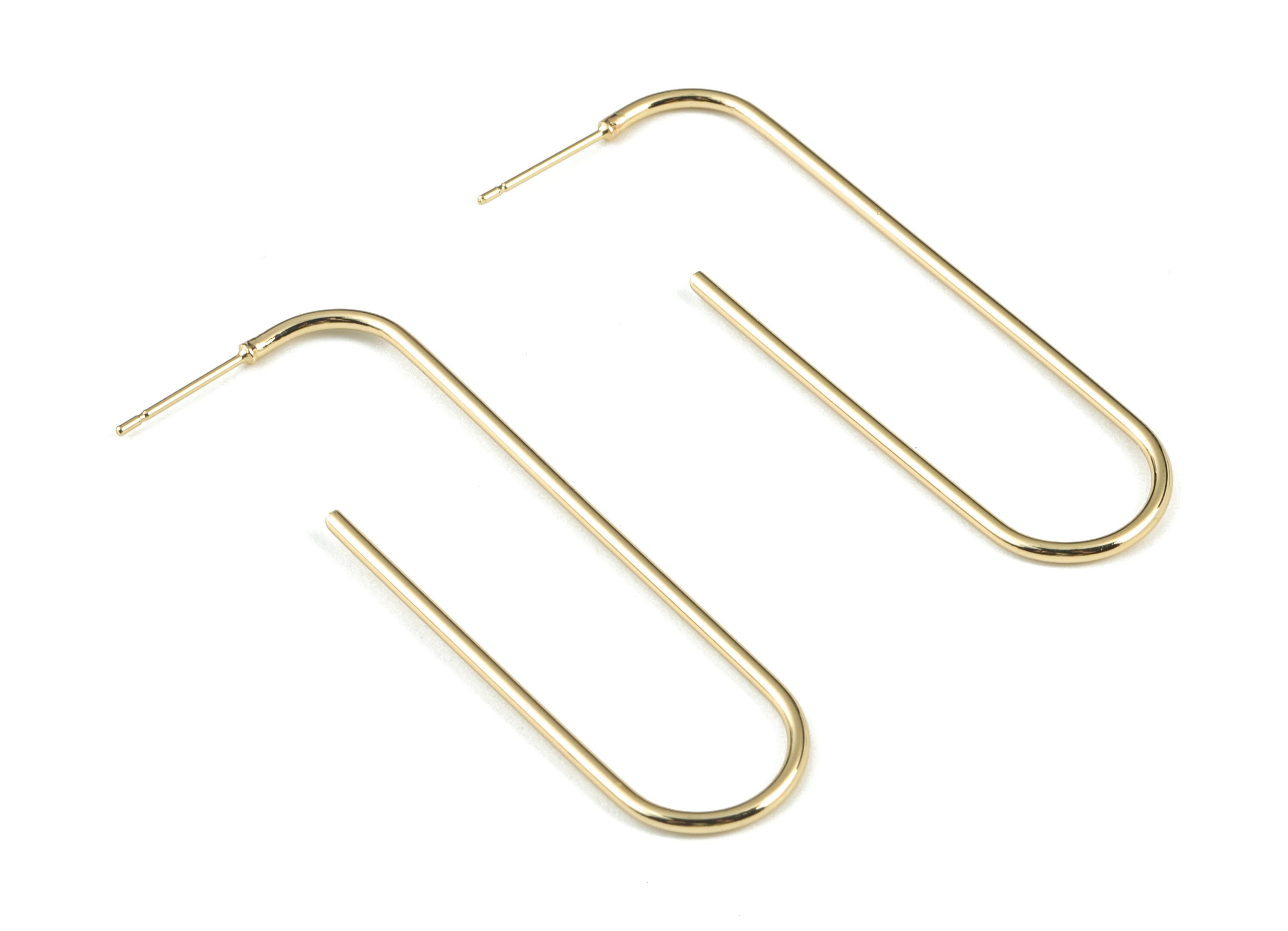 Gold Brass Ear Wire Stud - 18K Real Gold Brass Ear Wire Hook Ear Post - Jewelry Supplies - 56.68x21.57x1.49mm - RGP2740 - DOMEDBAZAAR