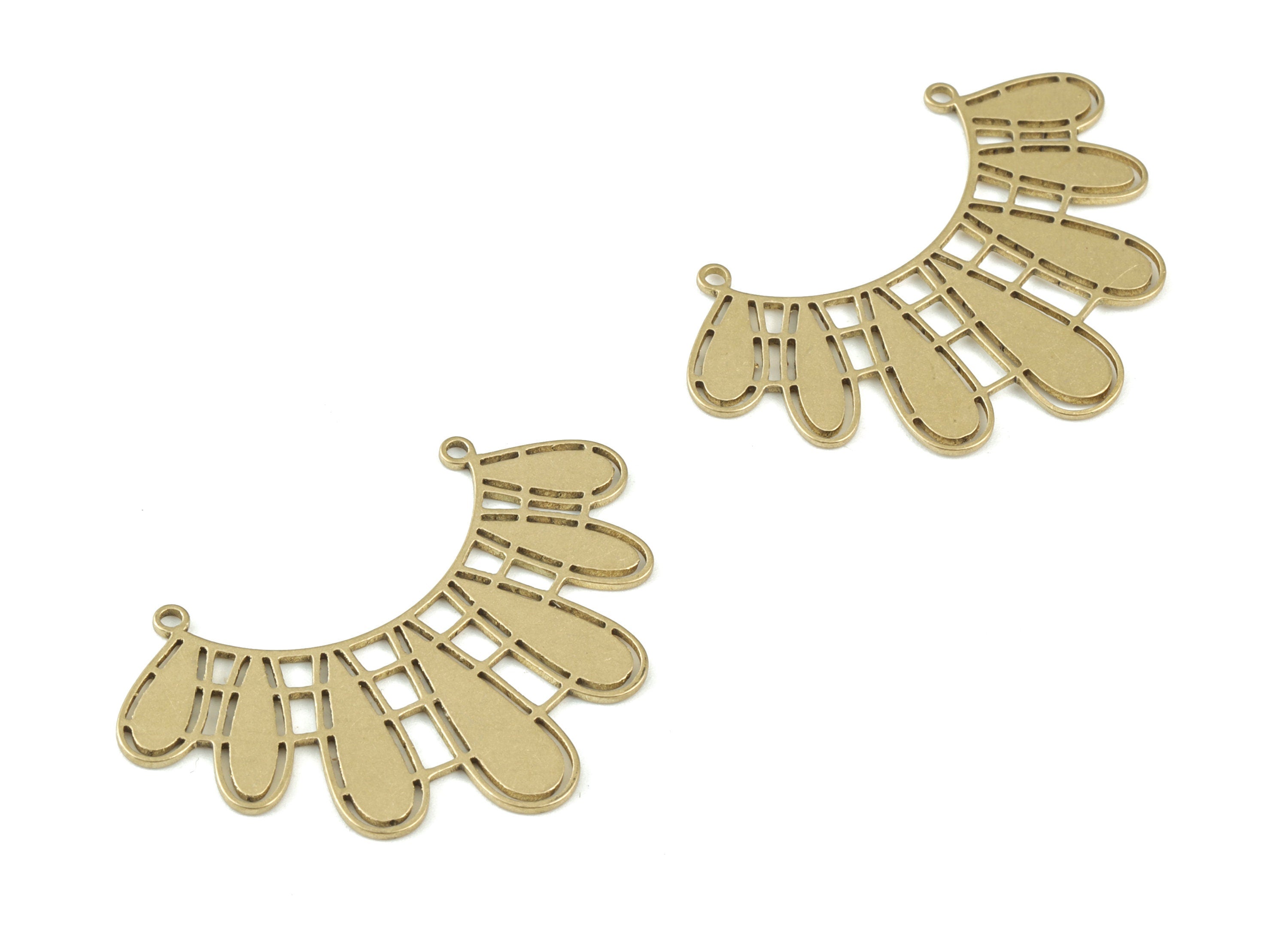 Crown Half Moon Necklace Charms - Raw Brass Crown Semi Circle  Earring Charms - Crown Pendant - Jewelry Supplies - 39x26x1mm - PPM3536 - DOMEDBAZAAR