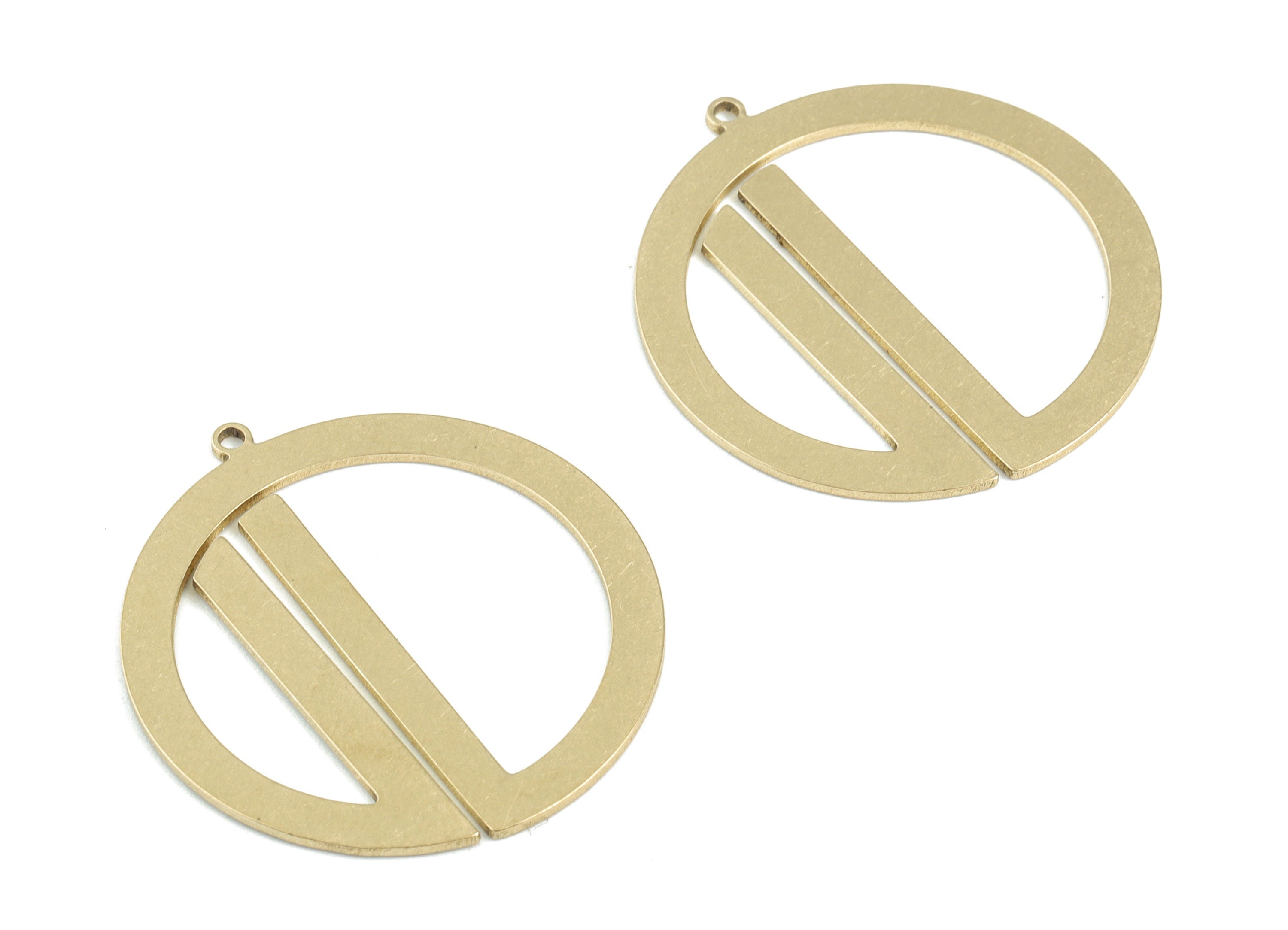 Circle Half Moons Pendant - Raw Brass Semi Circle Earring Charms - Hoop Earrings - Jewelry Supplies - 32x30x0.8mm - PPM3523 - DOMEDBAZAAR