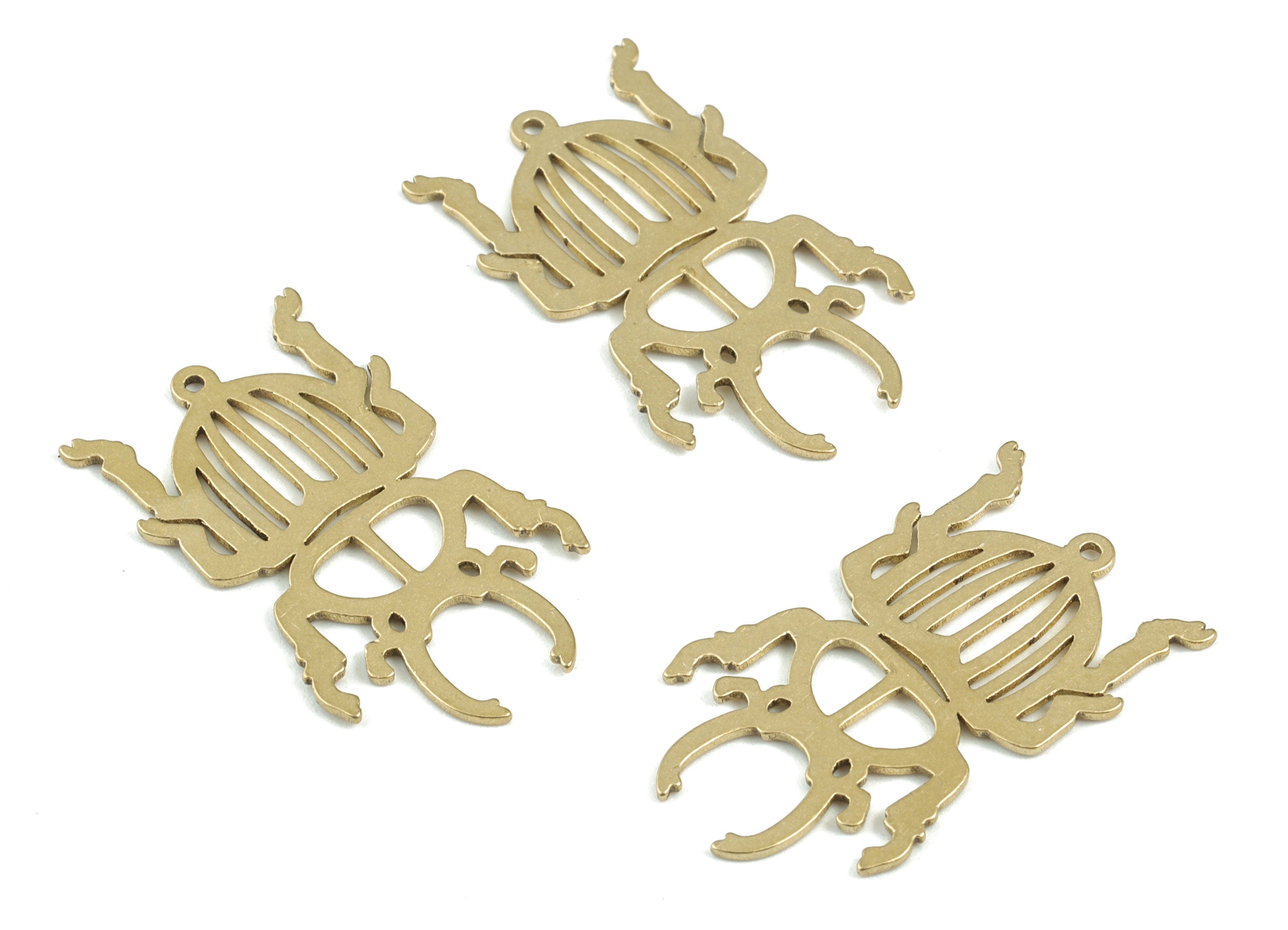 Beetle Brass Pendant - Raw Brass Beetle Earring Charms - Beetle Earring - Jewelry Supplies - 29x17x0.9mm - PPM3715 - DOMEDBAZAAR
