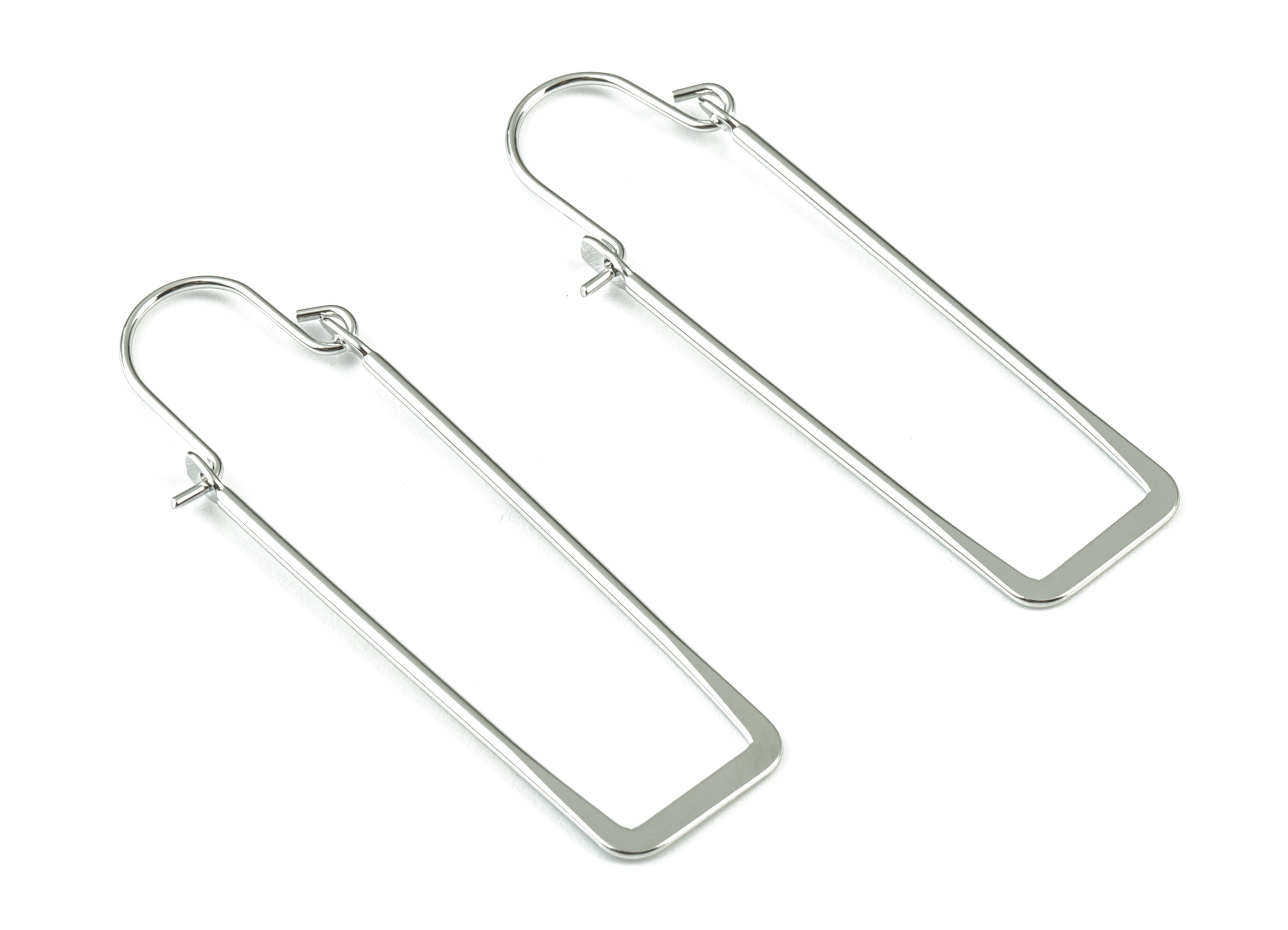 Silver Hammered Earring Wire - 18K Real White Gold Brass Earrings - Earring Findings - Jewelry Supplies - 48.82x13.25x2.32mm - RGP2735S - DOMEDBAZAAR