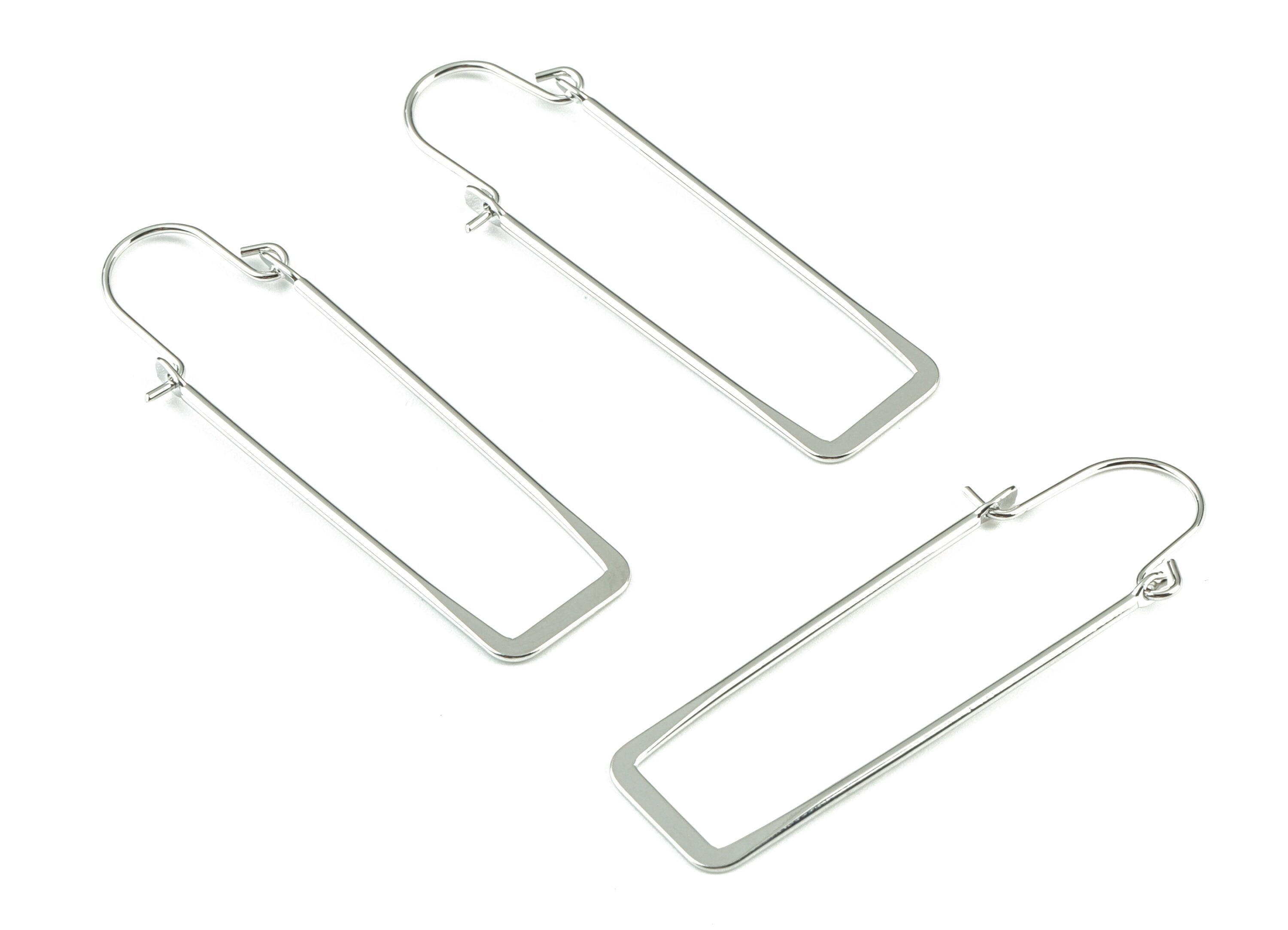 Silver Hammered Earring Wire - 18K Real White Gold Brass Earrings - Earring Findings - Jewelry Supplies - 48.82x13.25x2.32mm - RGP2735S - DOMEDBAZAAR