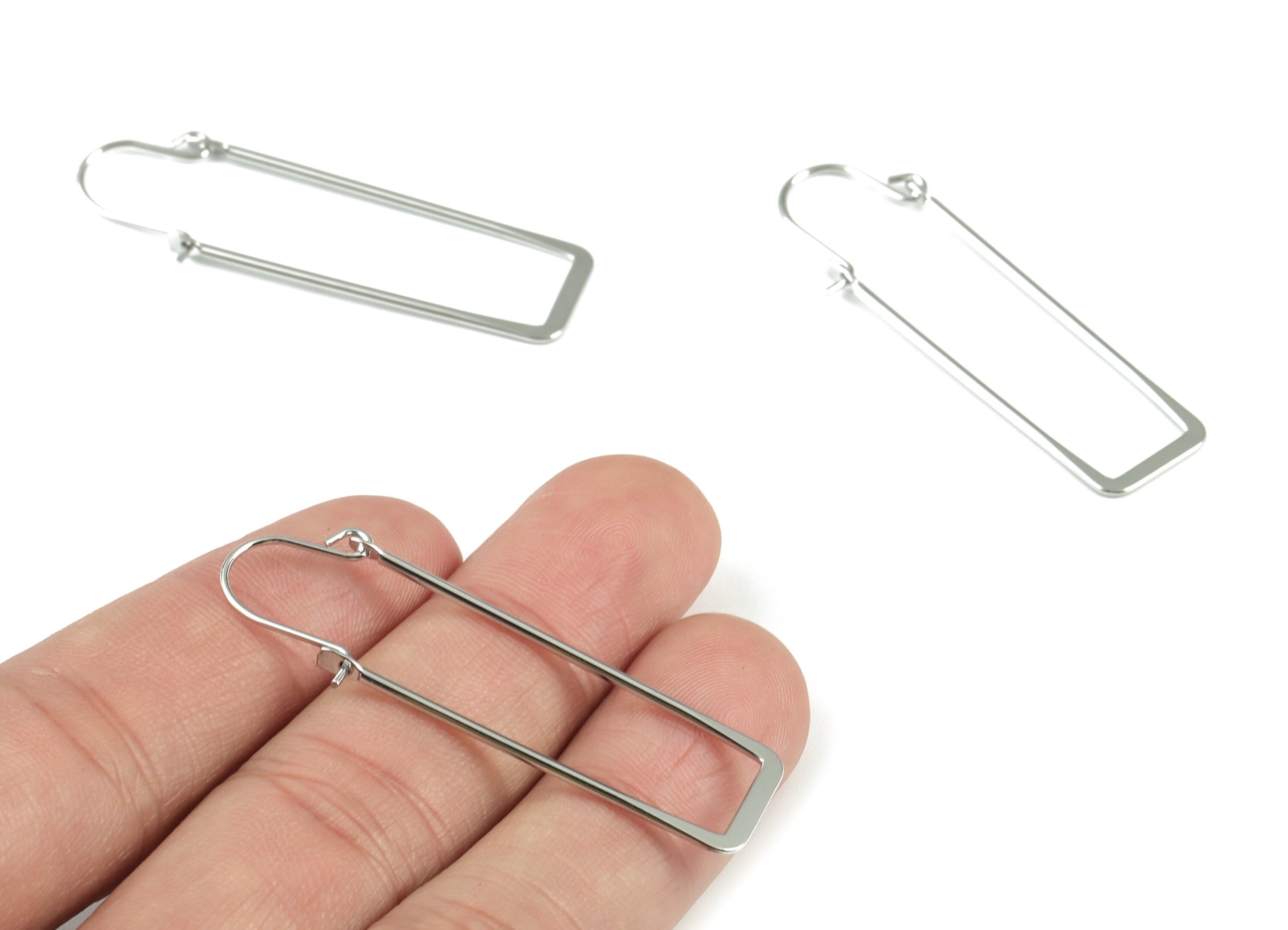 Silver Hammered Earring Wire - 18K Real White Gold Brass Earrings - Earring Findings - Jewelry Supplies - 48.82x13.25x2.32mm - RGP2735S - DOMEDBAZAAR