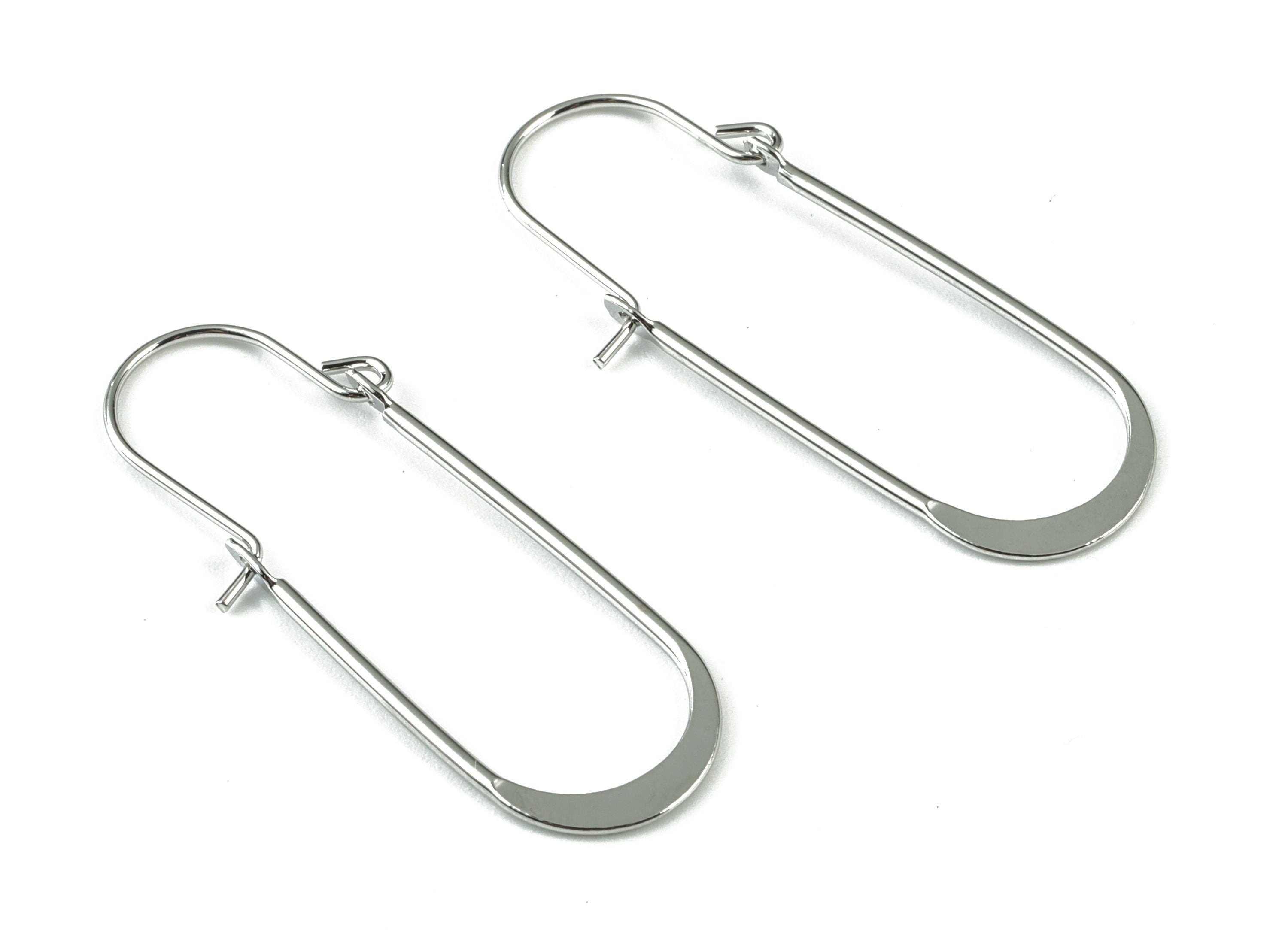 Silver Hammered Earring Wire - 18K Real White Gold Brass Earrings - Earring Findings - Jewelry Supplies - 41.16x14.15x2.34mm - RGP2734S - DOMEDBAZAAR