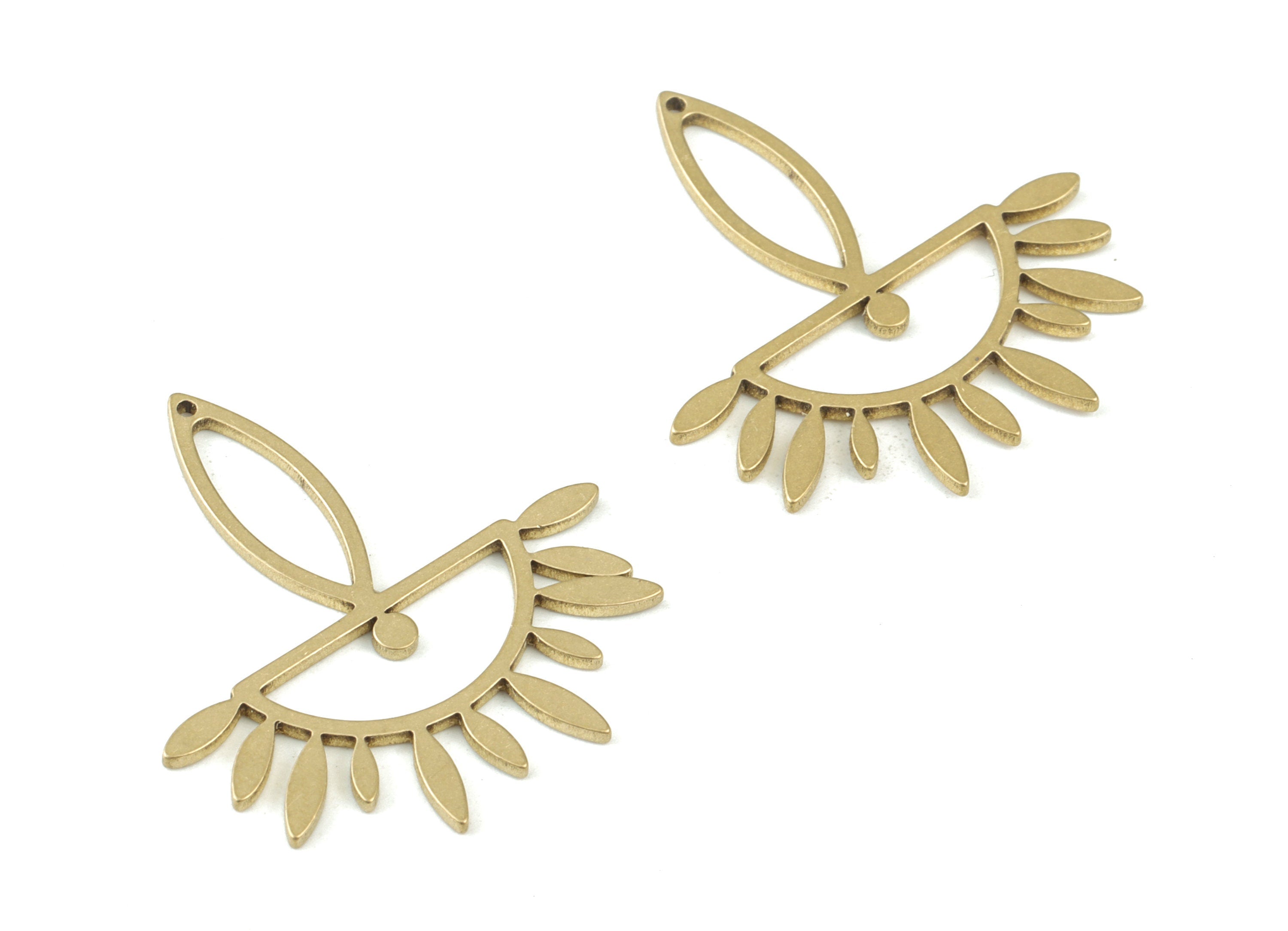 Marquise Semi Circle Pendant - Raw Brass Marquise Half moon Earring Charms - Jewelry Supplies - 30x28x1mm - PPM3506 - DOMEDBAZAAR