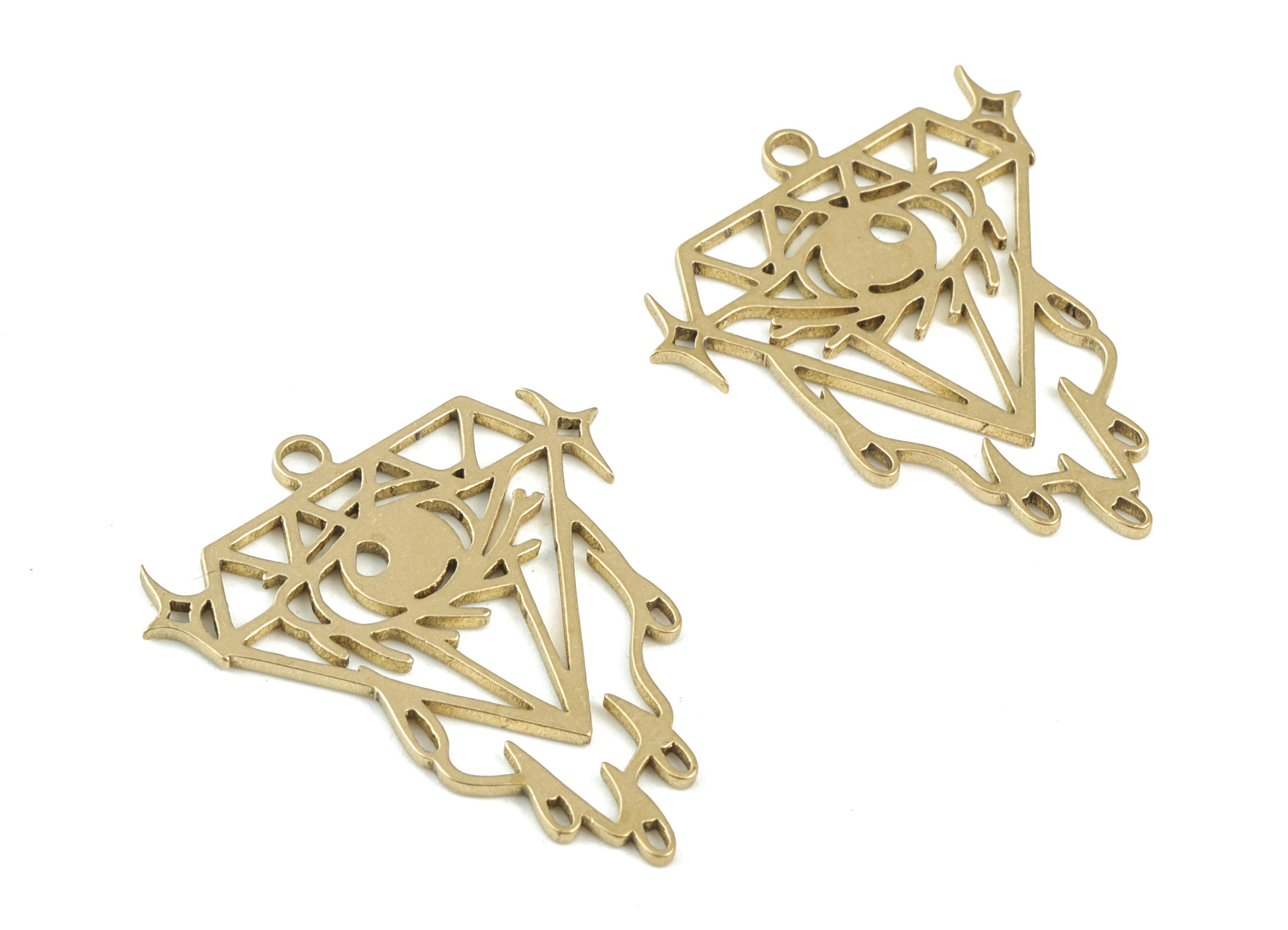 Diamond Earring Connector - Raw Brass Diamond Earring Charms - Jewelry Making Supplies - 30x26x1mm - PPM3504 - DOMEDBAZAAR