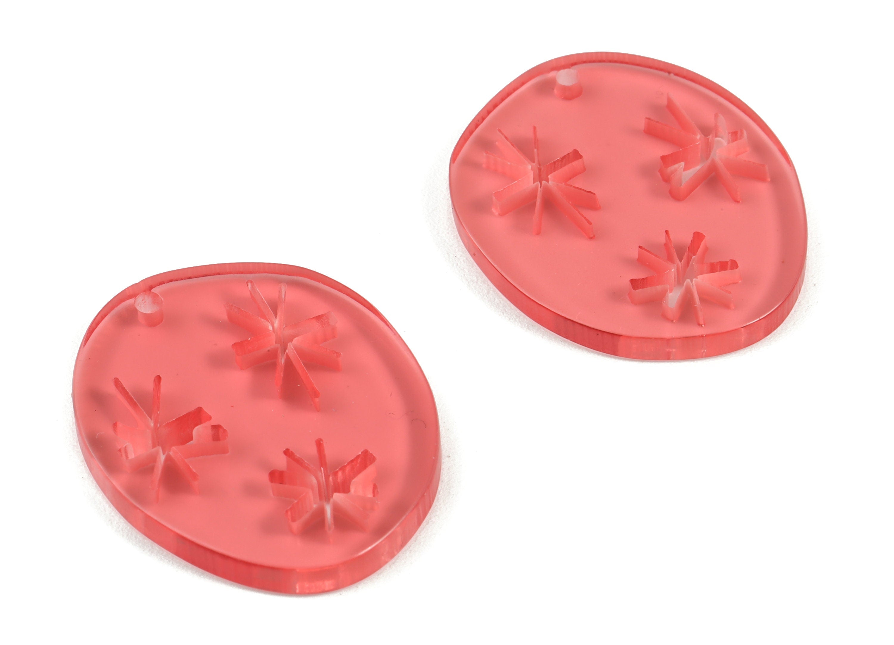 Bead door window curtain - Acrylic Snowflake Round Red wind bell chimes - Round Earring Charms  - Color Code:A465- 29x24x3mm - AC2131-A465 - DOMEDBAZAAR