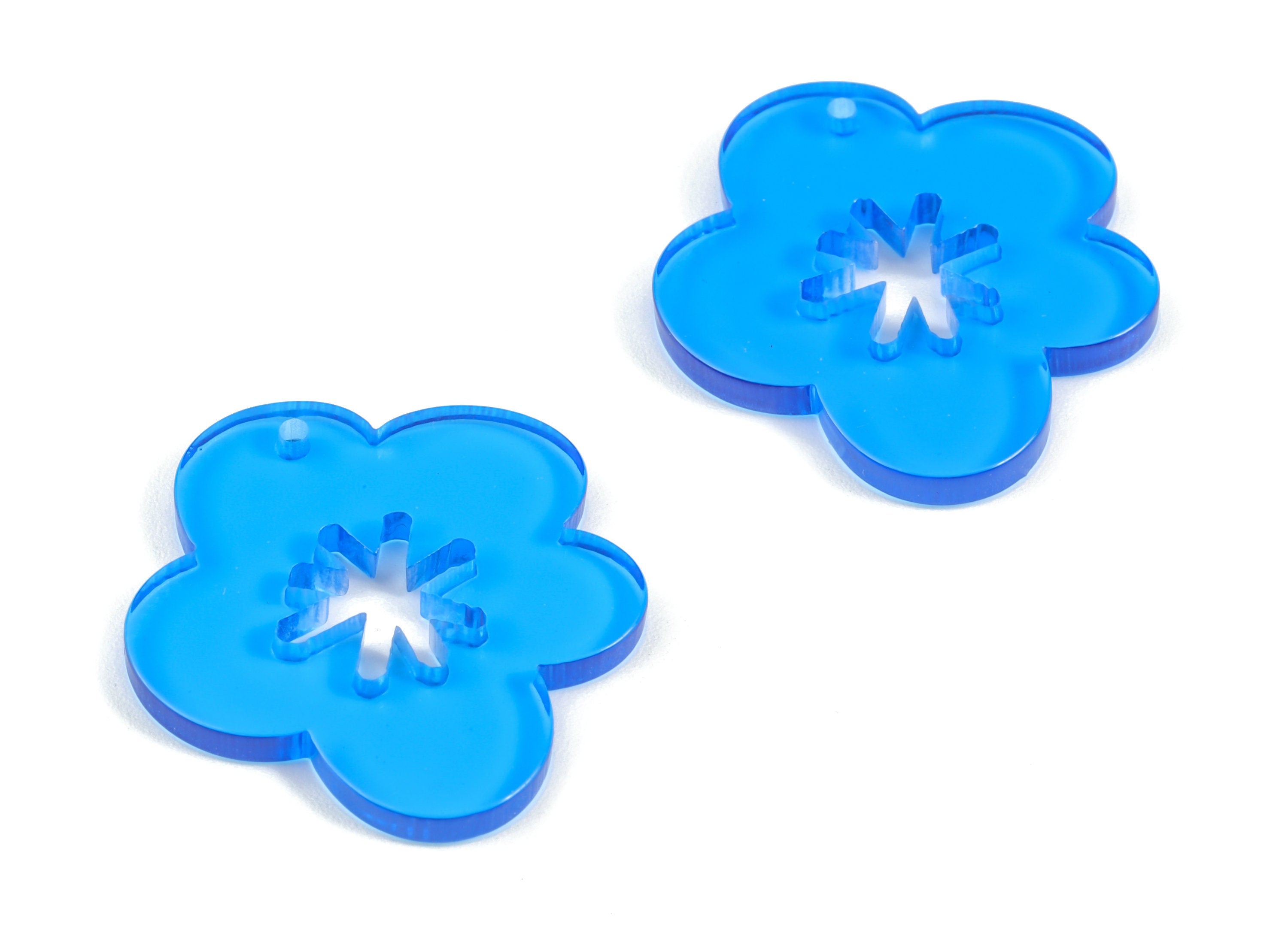 Acrylic Snowflake Flower Earring Charms - Acrylic Blue Flower Earrings - Jewelry Supplies - Color Code:A464- 30.62x27.82x2.6mm - AC2132-A464 - DOMEDBAZAAR