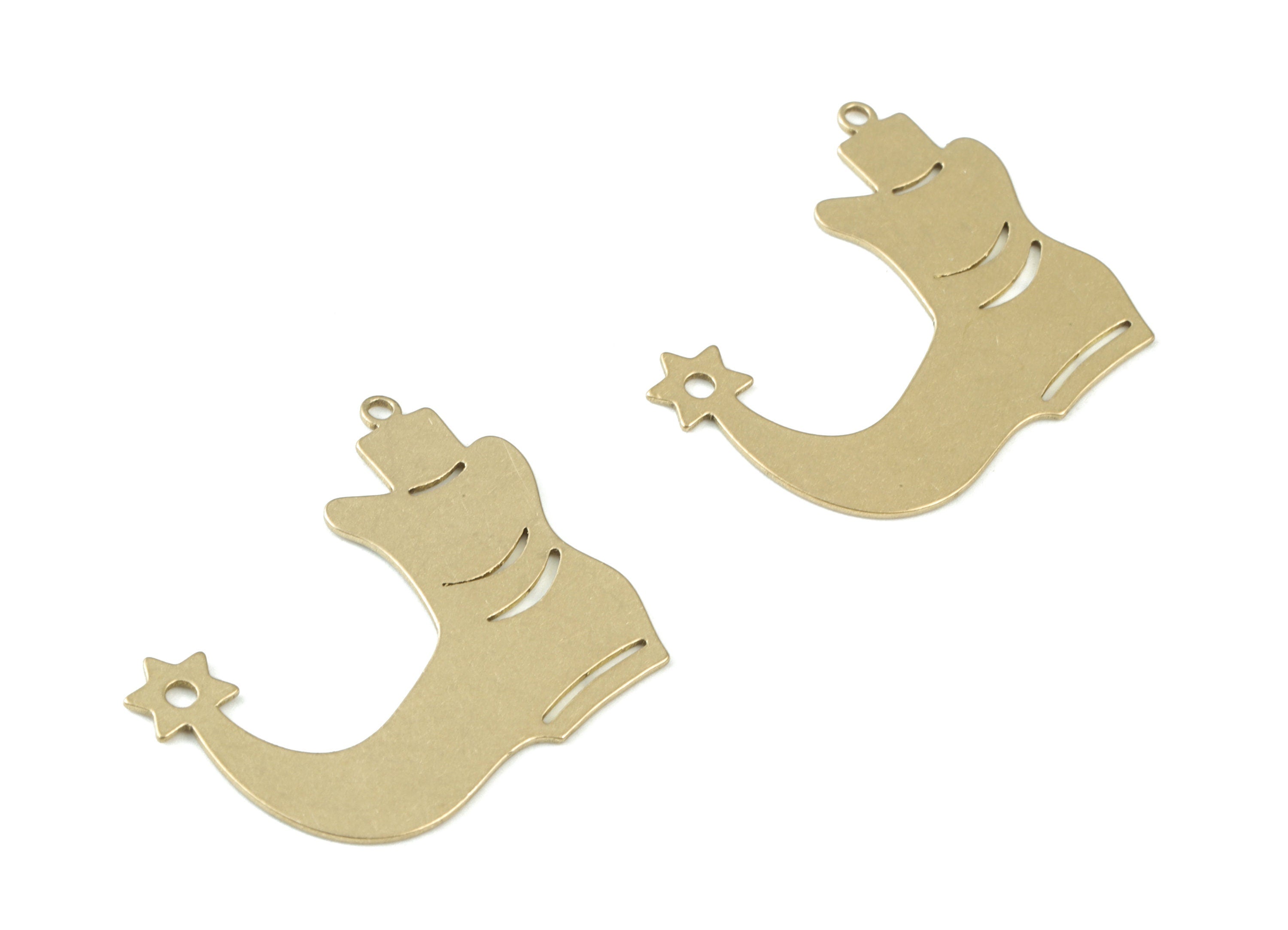 Star Boot Pendant - Raw Brass Boot Star Earring Charms - Cowboy Boot Charms - Jewelry Making Supplies - 28x24x0.6mm - PPM3521 - DOMEDBAZAAR
