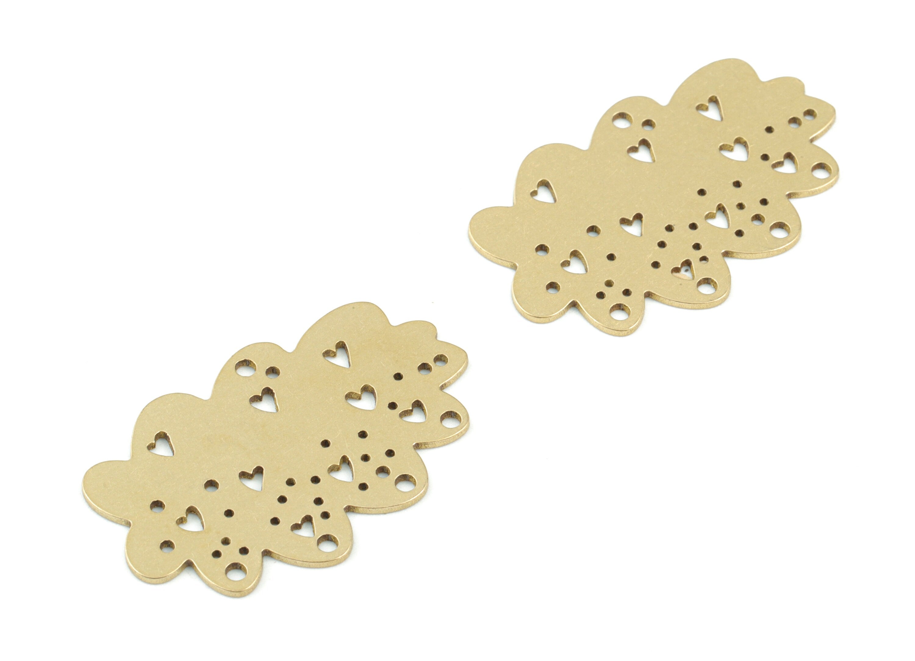 Cloud Earring Connector - 5 holes - Raw Brass Cloud Hearts Earring Charms - Jewelry Making Supplies - 30x19x0.7mm - PPM3591 - DOMEDBAZAAR