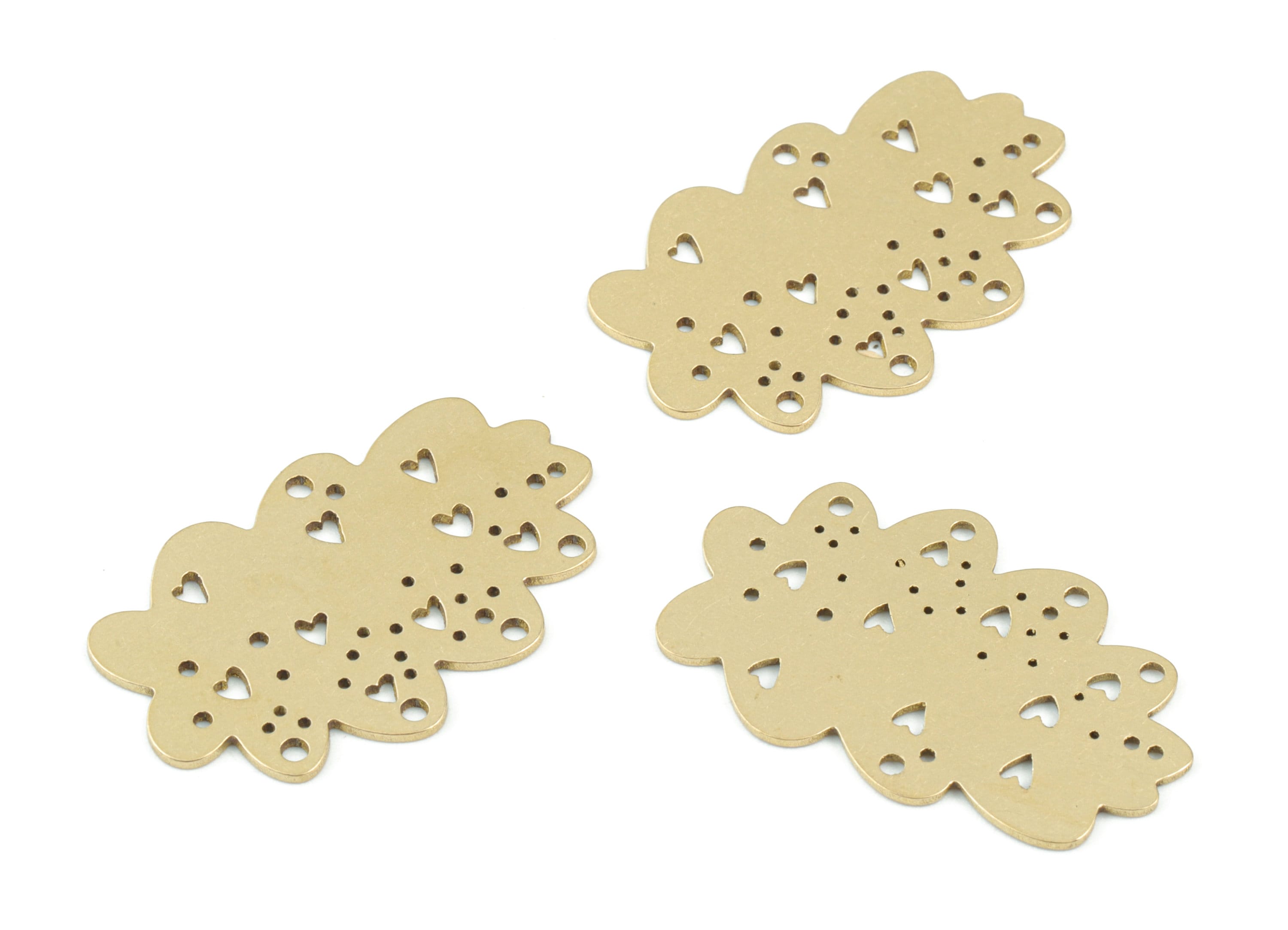 Cloud Earring Connector - 5 holes - Raw Brass Cloud Hearts Earring Charms - Jewelry Making Supplies - 30x19x0.7mm - PPM3591 - DOMEDBAZAAR