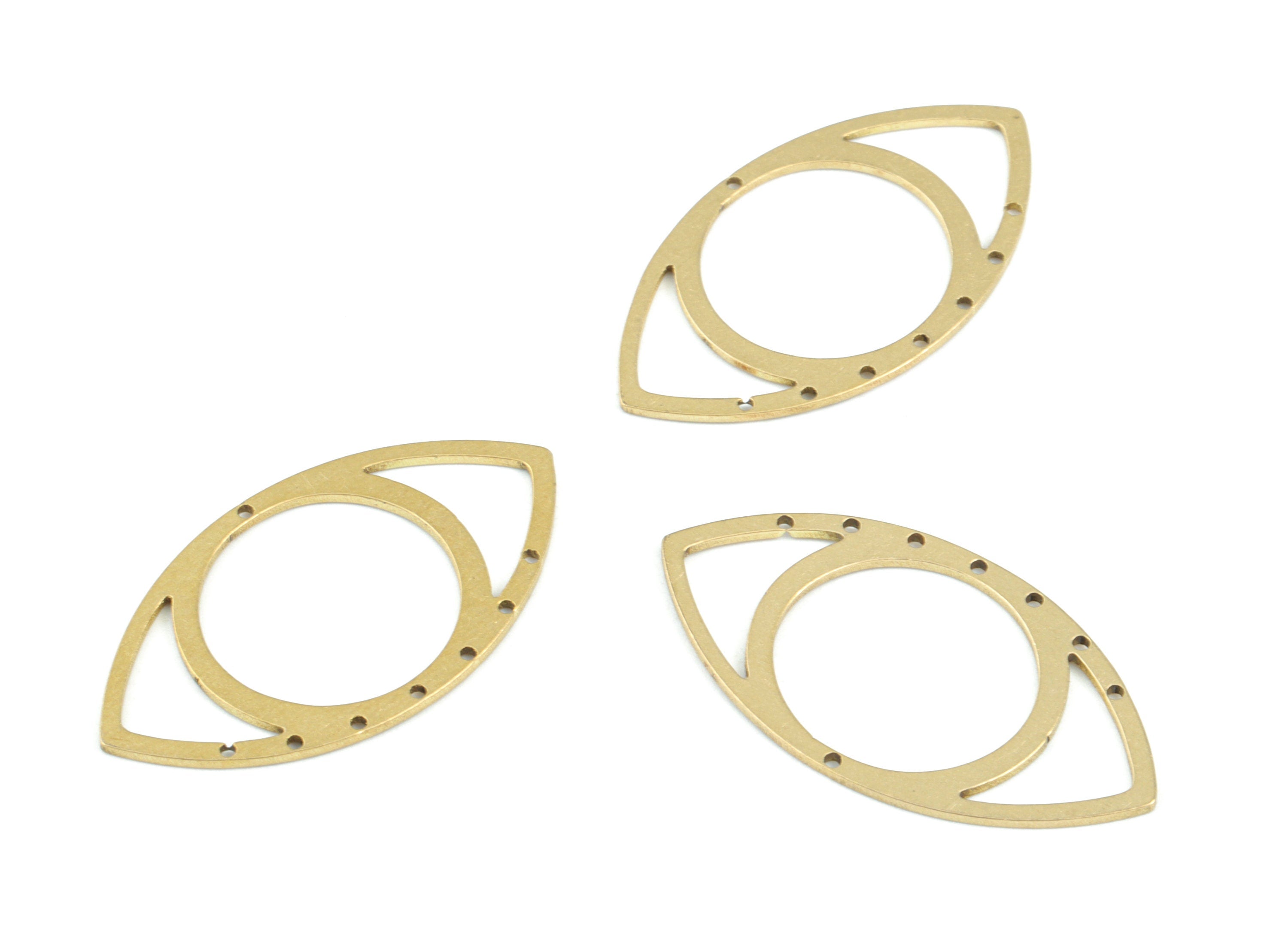 Eye Circle Connector - 8 holes - Raw Brass Eye Earring Charms - Jewelry Making Supplies - 30x15x0.7mm - PPM3670 - DOMEDBAZAAR