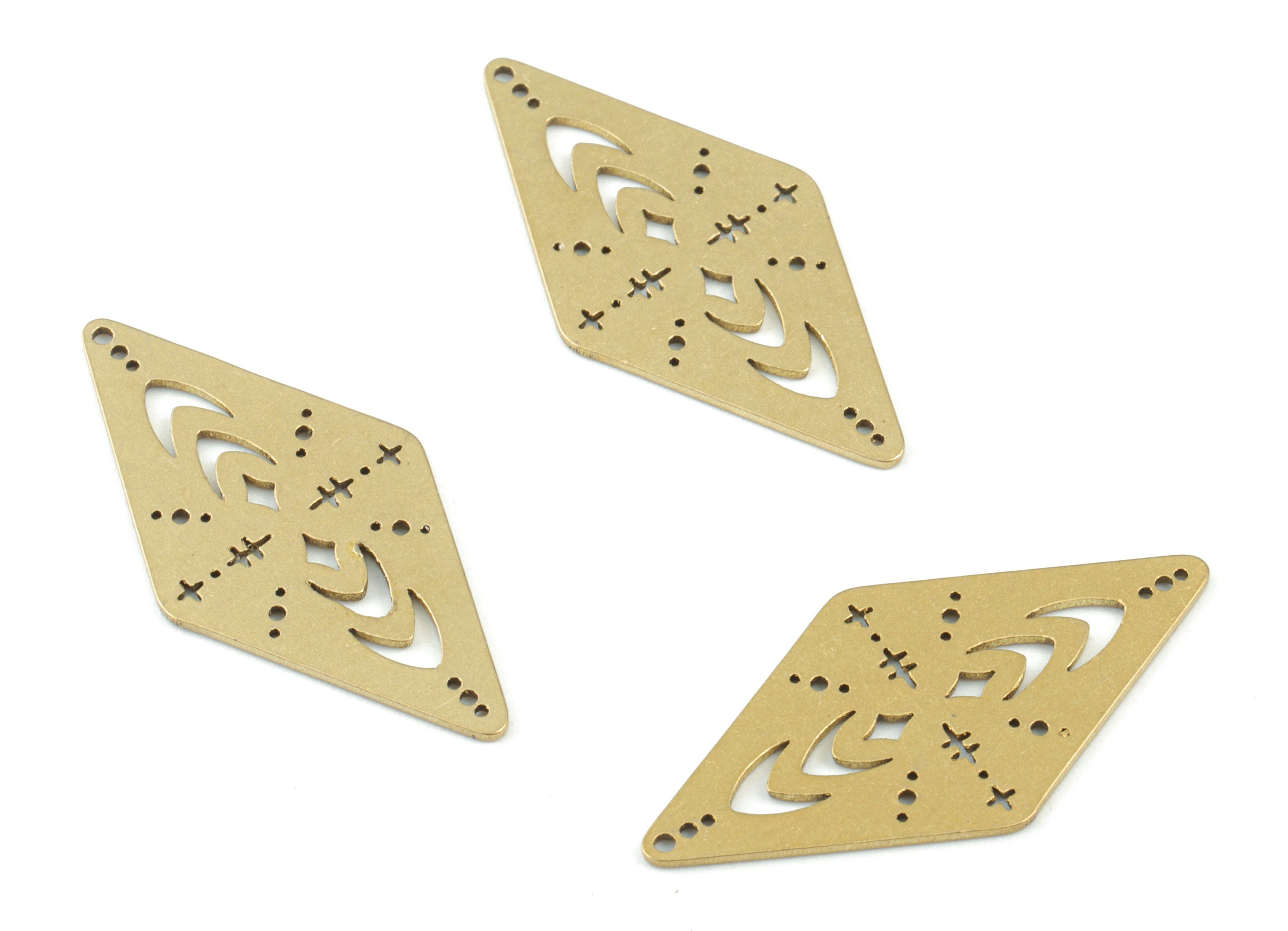Rhombus Abstract Face Pendant - Raw Brass Rhombus Earring Charms - Jewelry Making Supplies - 30x15x0.7mm - PPM3583 - DOMEDBAZAAR