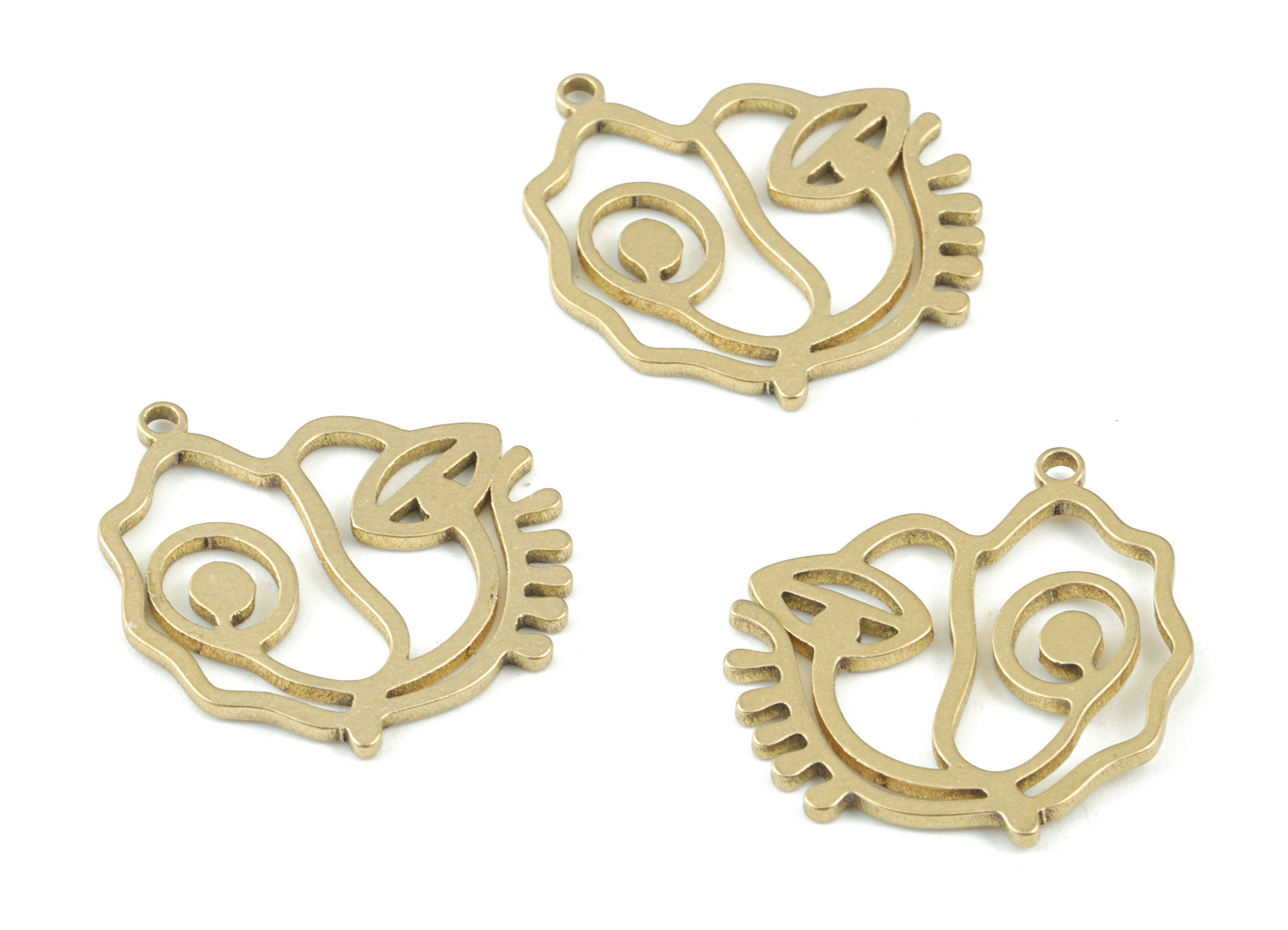 Abstract Eye Earring Charms - Raw Brass Eye Pendant - Jewelry Making Supplies - 20x17x1mm - PPM3686 - DOMEDBAZAAR