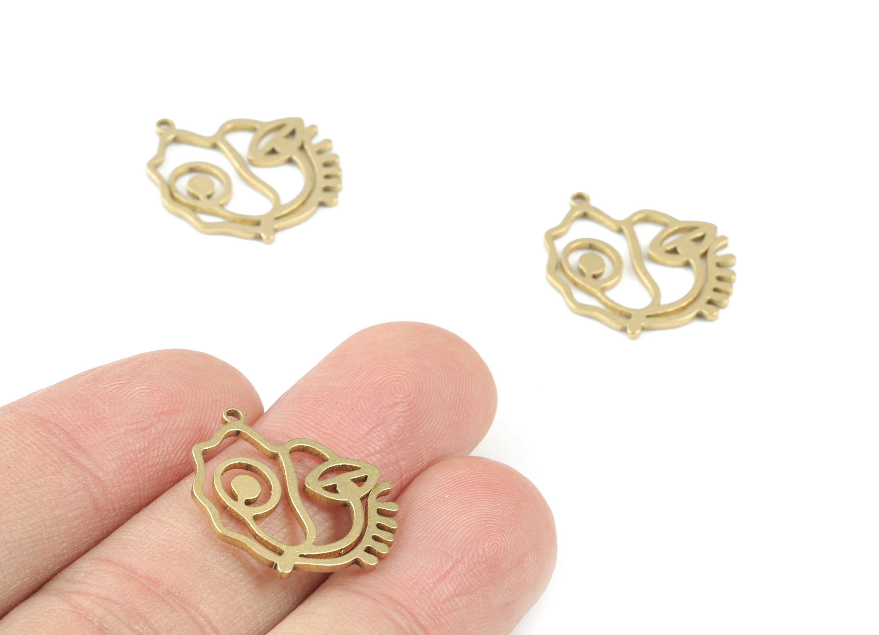 Abstract Eye Earring Charms - Raw Brass Eye Pendant - Jewelry Making Supplies - 20x17x1mm - PPM3686 - DOMEDBAZAAR