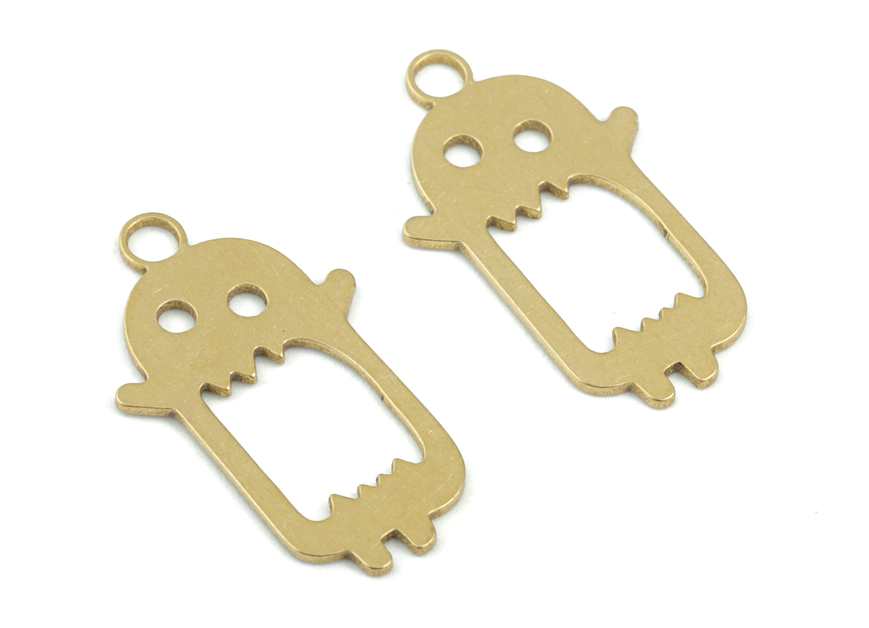 Mini Alien Earring Charms - Raw Brass Big Mouth Alien Charm - Big Mouth Pendant -  Jewelry Making Supplies - 20x11x0.6mm - PPM3679 - DOMEDBAZAAR