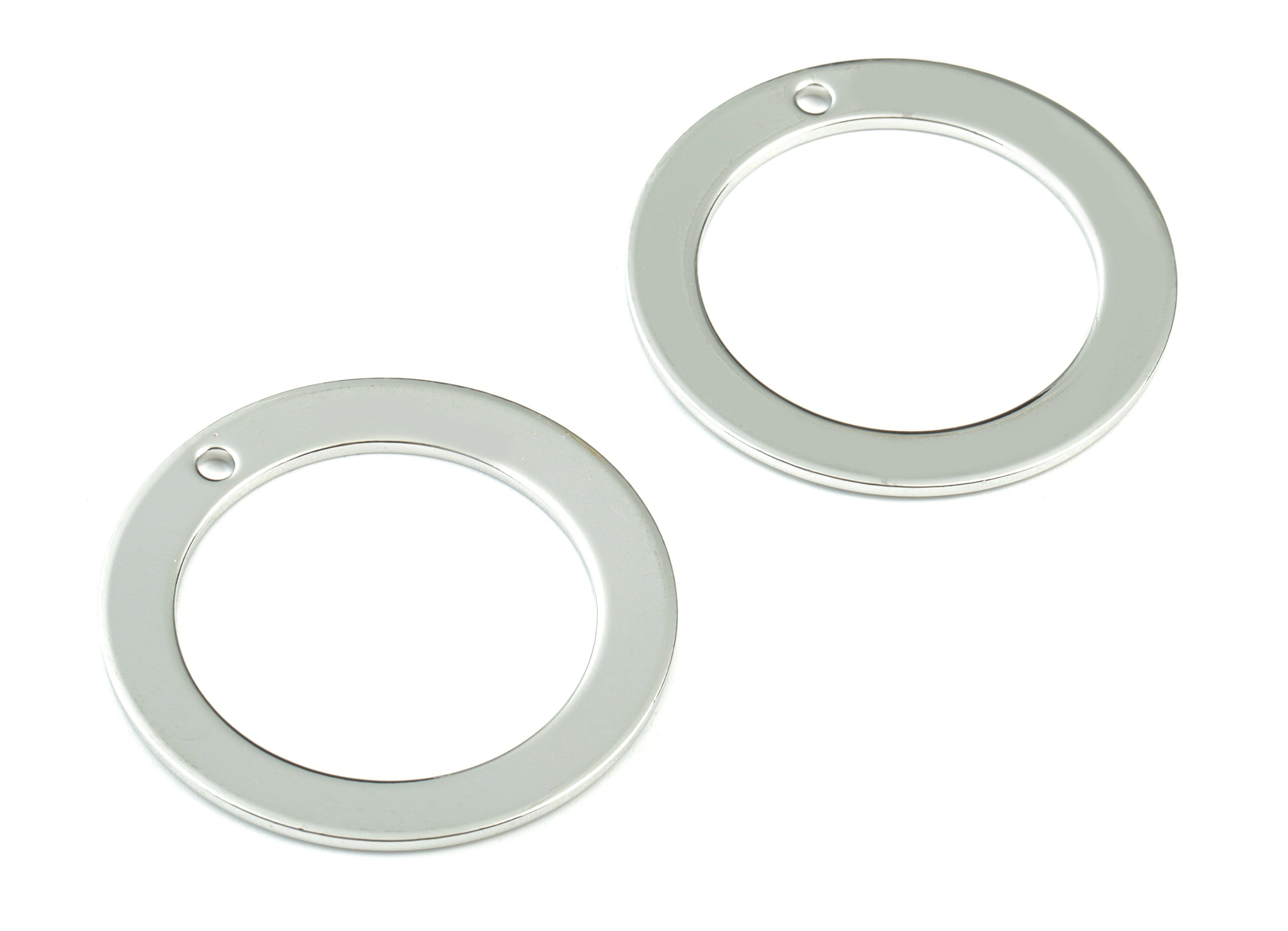 Silver Hoop Earring Charms - Silver Tone Plated Brass Circle Charms - Jewelry Making Supplies - 45x45x1.6mm - PP3016S - DOMEDBAZAAR