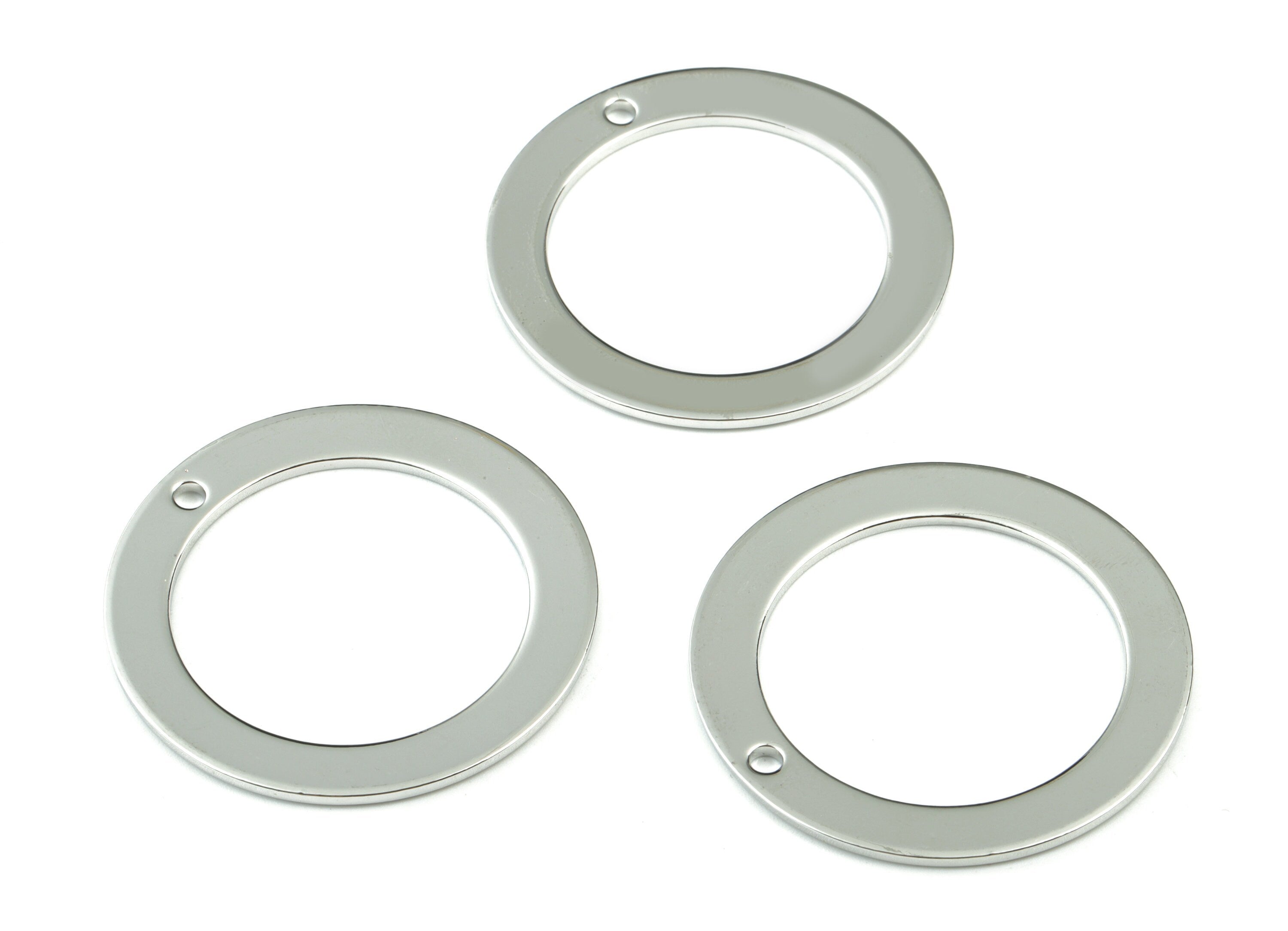 Silver Hoop Earring Charms - Silver Tone Plated Brass Circle Charms - Jewelry Making Supplies - 45x45x1.6mm - PP3016S - DOMEDBAZAAR