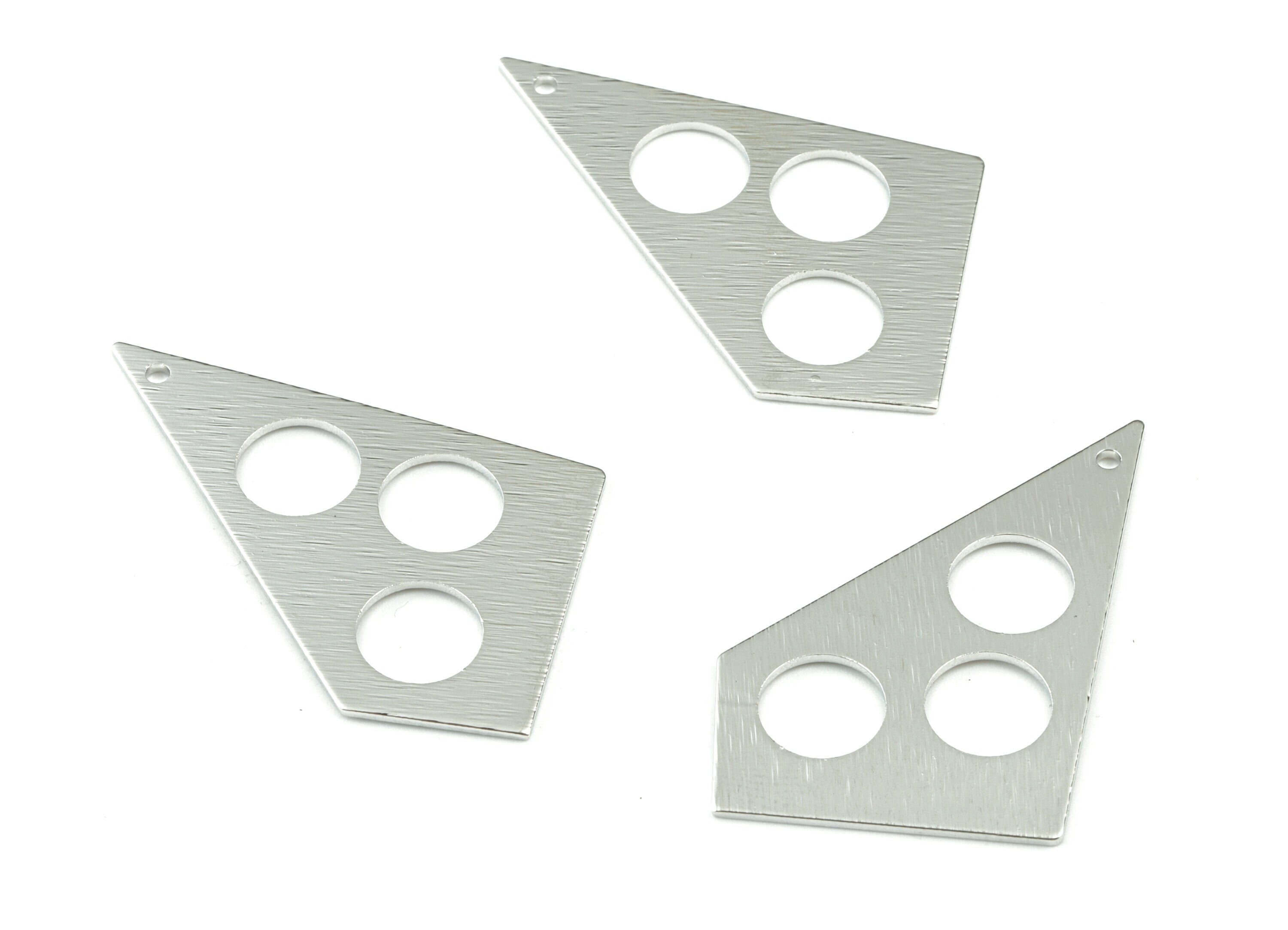 Silver Textured Geometrics Earring  Charms - Silver Tone Plated Brass Triangle  Charm - Rounds Earring - 41x23x0.8mm - PP3558S - DOMEDBAZAAR