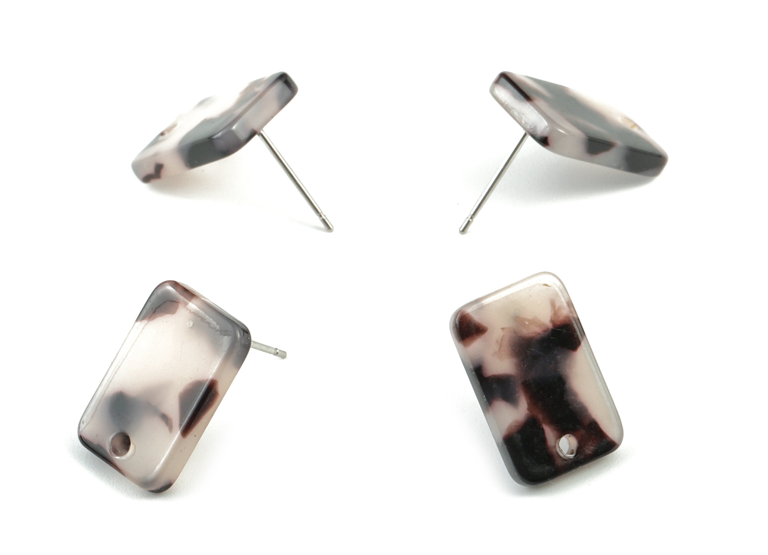 Acetate Rectangle Earring Post - Rectangle Earring Stud - Blond Tortoise Shell Earrings - Color Code: A06 - 16.9x10.9x2.7mm - AC1579-A06 - DOMEDBAZAAR