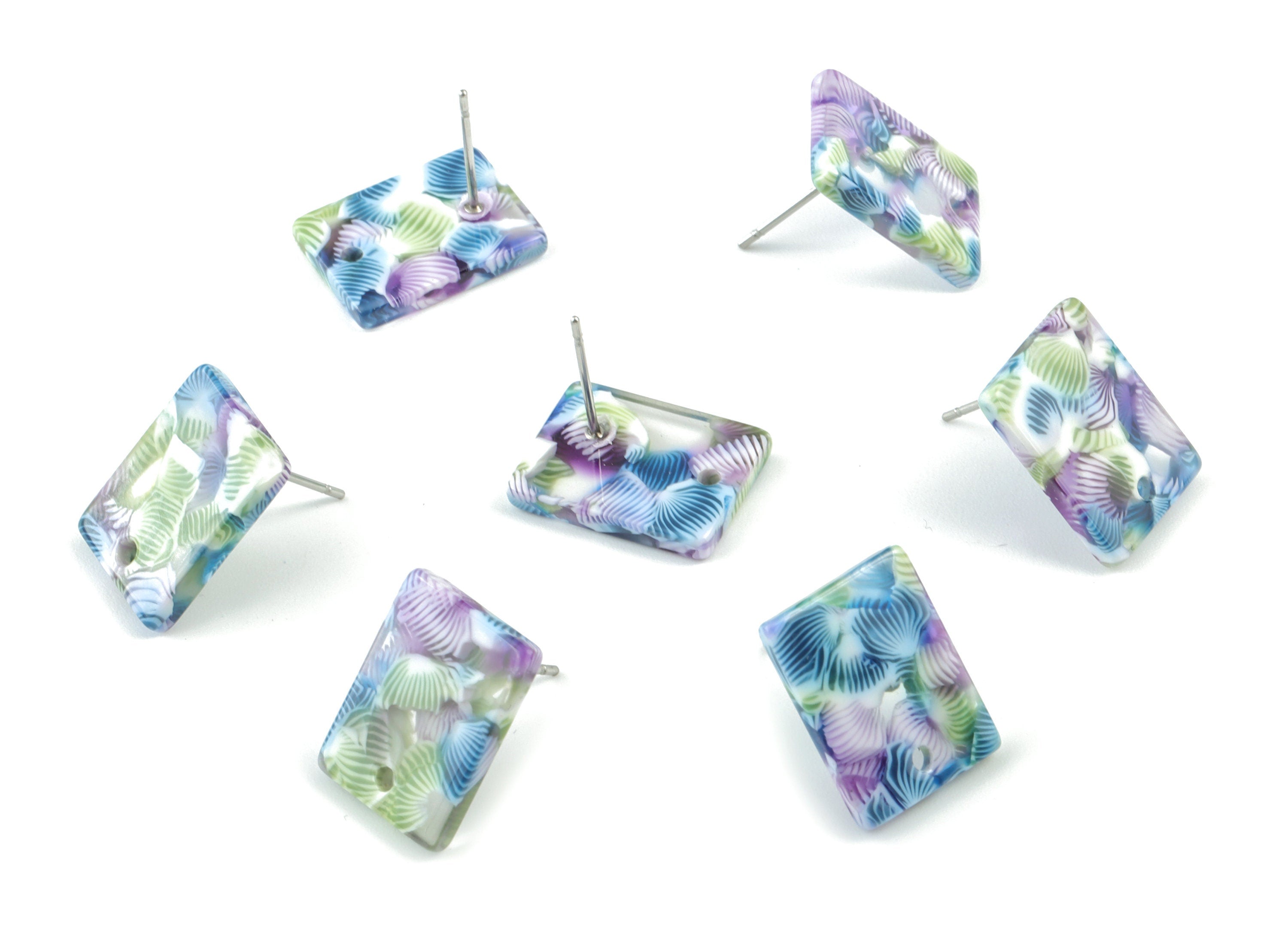 Acetate Rectangle Earring Stud - Rectangle Earring Post - Surgical Stud - Jewelry Supplies - Color Code: A536 - 15.5x11.8x2mm - AC1663-A536 - DOMEDBAZAAR