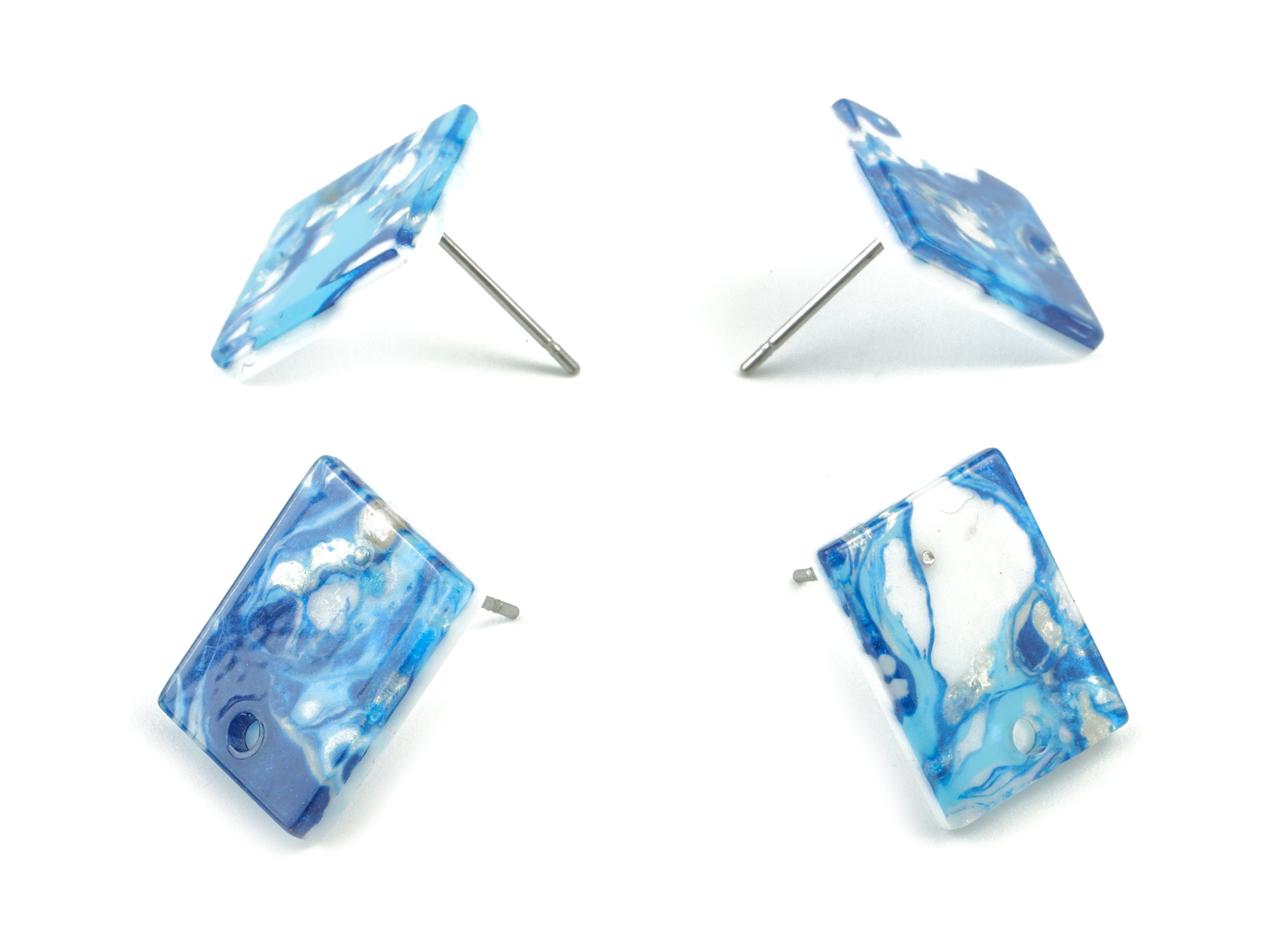 Acetate Rectangle Earring Stud - Rectangle Earring Post - Surgical Stud - Jewelry Supplies - Color Code: A387 - 15.5x11.8x2mm - AC1663-A387 - DOMEDBAZAAR