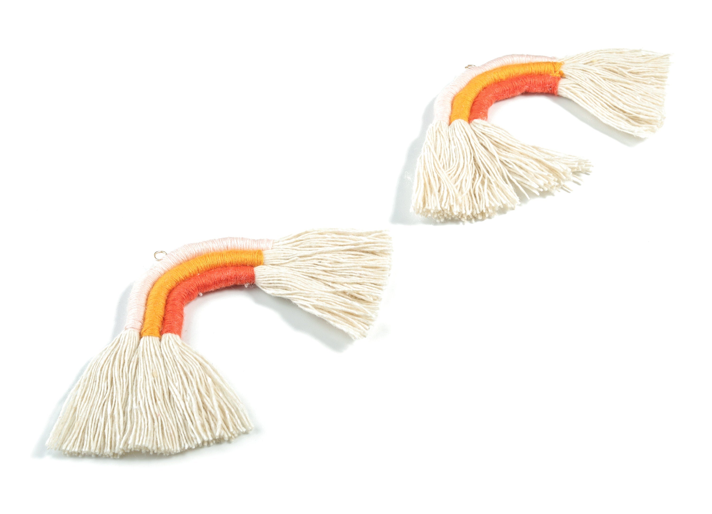 Rainbow Tassel Earrings - Cotton Earring Tassels - Rainbow Fringe Earrings - Luxe Tassel - Jewelry Supplies - 91.32x60.42x5.47mm - TS1174A - DOMEDBAZAAR