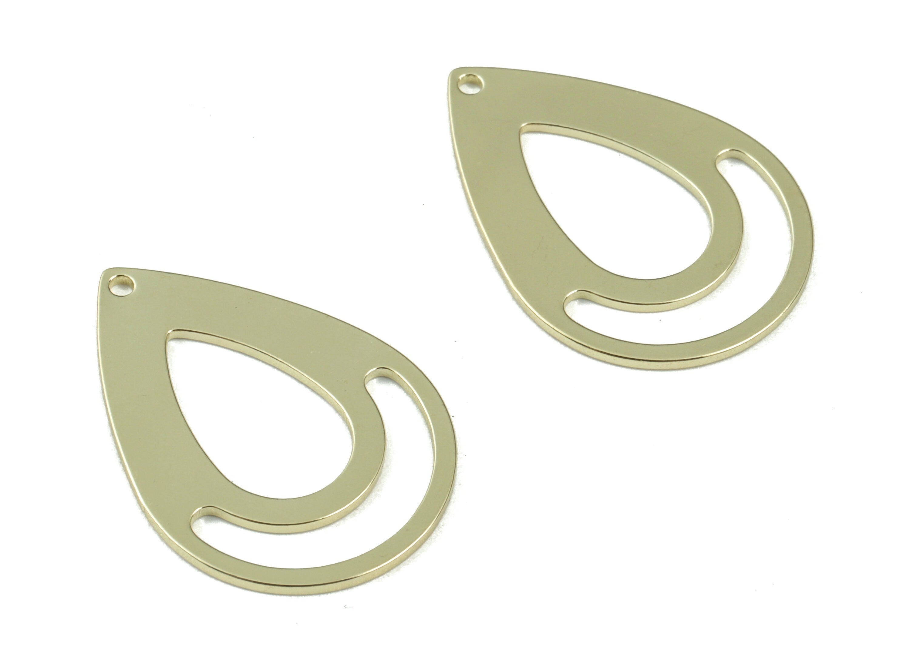 Gold Drop Pendant - Gold Tone Plated Brass Drop Earring Charms- Jewelry Making Supplies - 25x18x0.8mm - PPM3055G - DOMEDBAZAAR