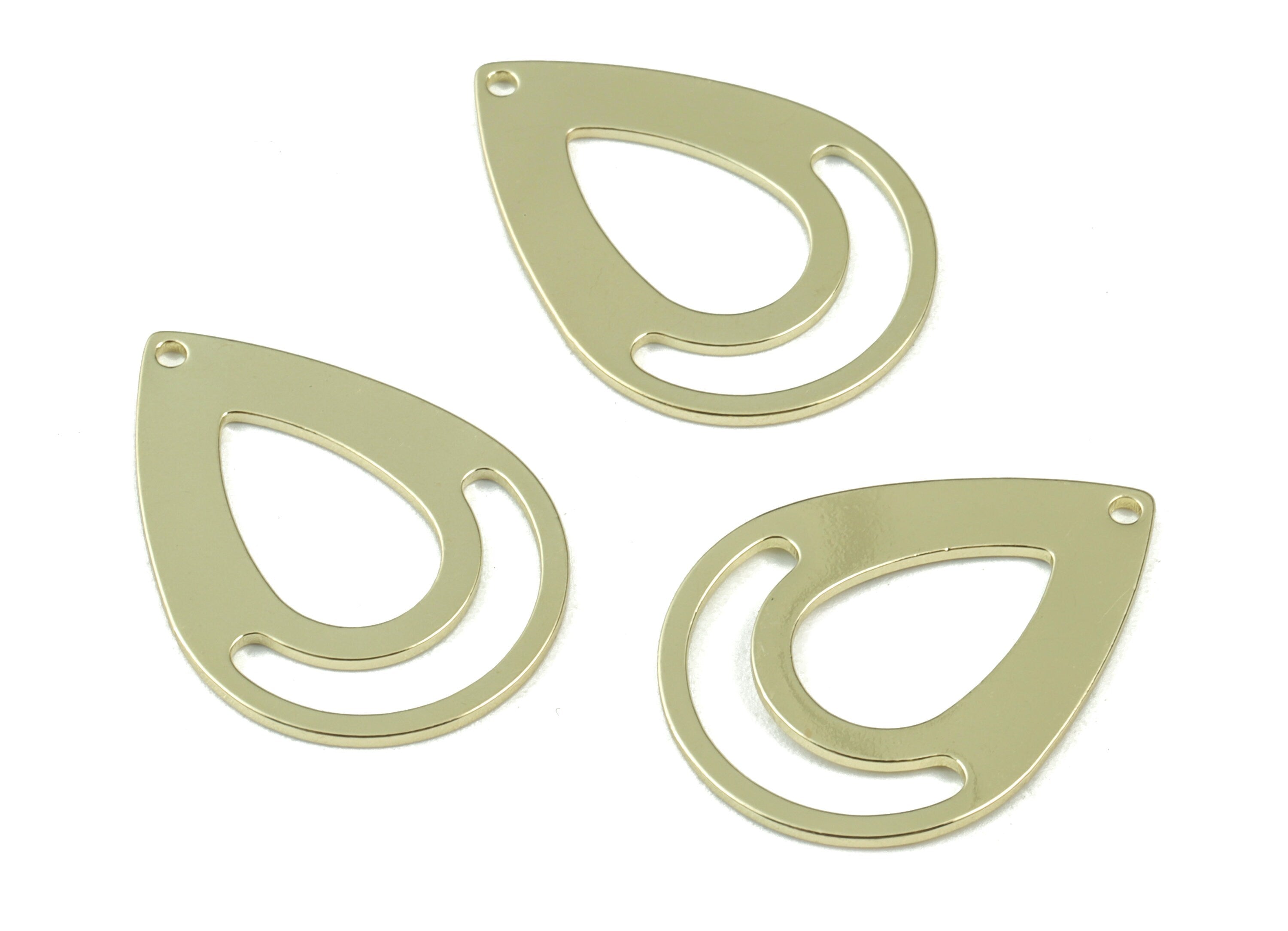 Gold Drop Pendant - Gold Tone Plated Brass Drop Earring Charms- Jewelry Making Supplies - 25x18x0.8mm - PPM3055G - DOMEDBAZAAR