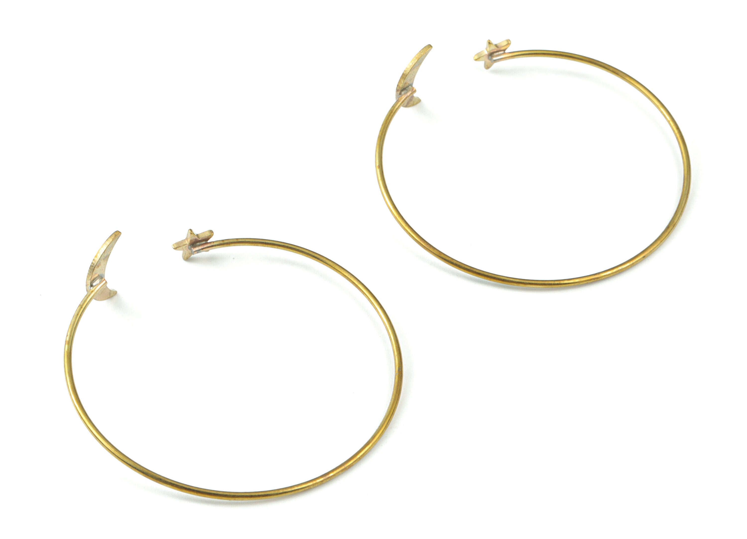 Brass Crescent Bracelet - Raw Brass Moon Bracelet - Brass Wire Bangle - Jewelry Supplies - 62.66x15.99x2.76mm - PP3301 - DOMEDBAZAAR